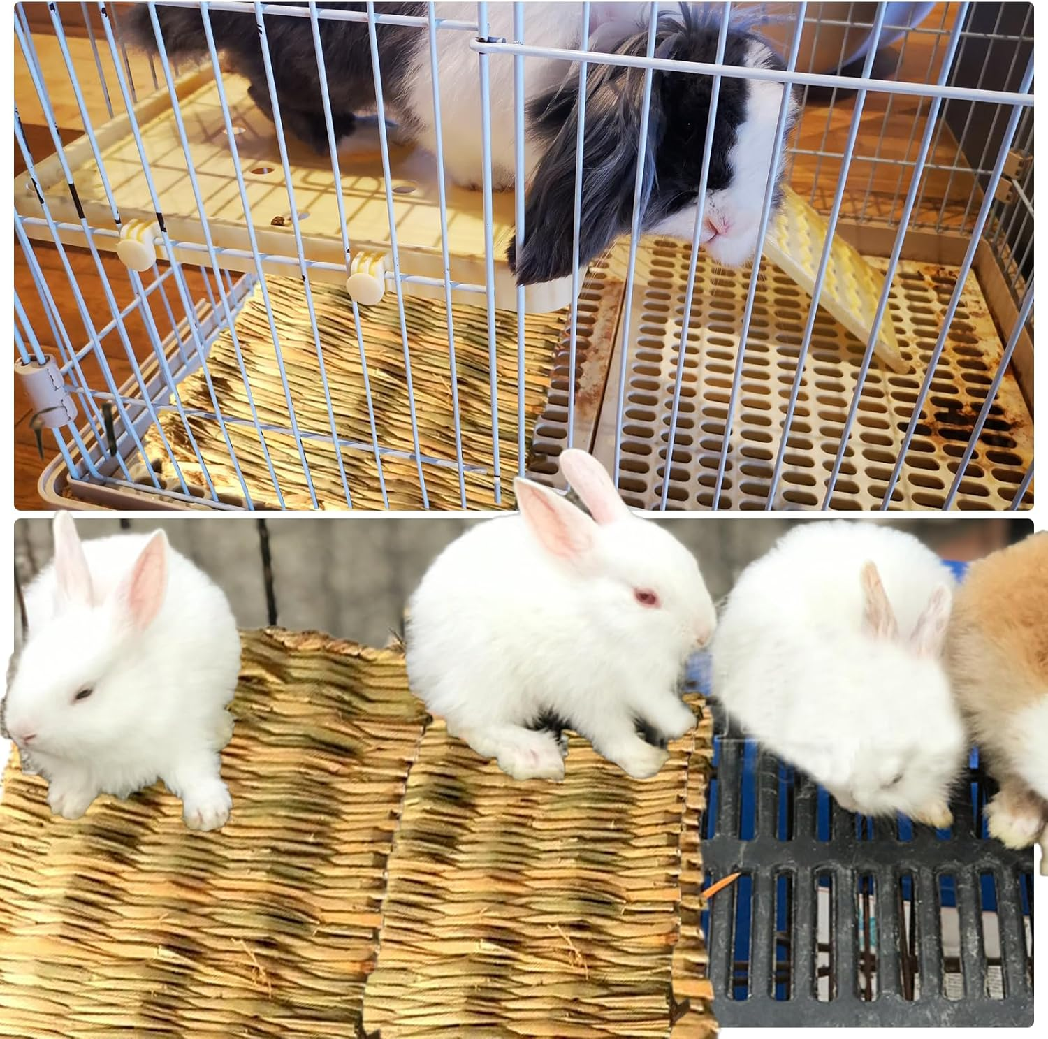 MUYG 8 PCS Rabbit Grass Mat,Natural Bunny Grass Mat Woven,Pet Bed Nest Mats Rabbits Chew Toys for Hamsters Parrot Rabbits Hedgehog Guinea Pig Chick and Other Small Animals Hay Mat Sleeping(8 PCS) image number 4