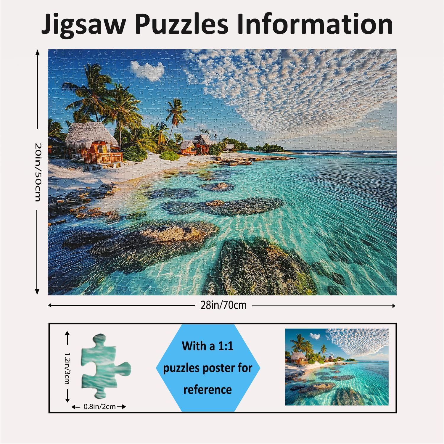 Jigsaw Puzzles for Adults 1000 Pieces Impossible Hard Difficult Challenging Puzzles for Adults 1000Pc Puzzle Summer Beach Breeze Jigsaw Puzzle 1000 Pieces 28 X 20 Inch image number 2