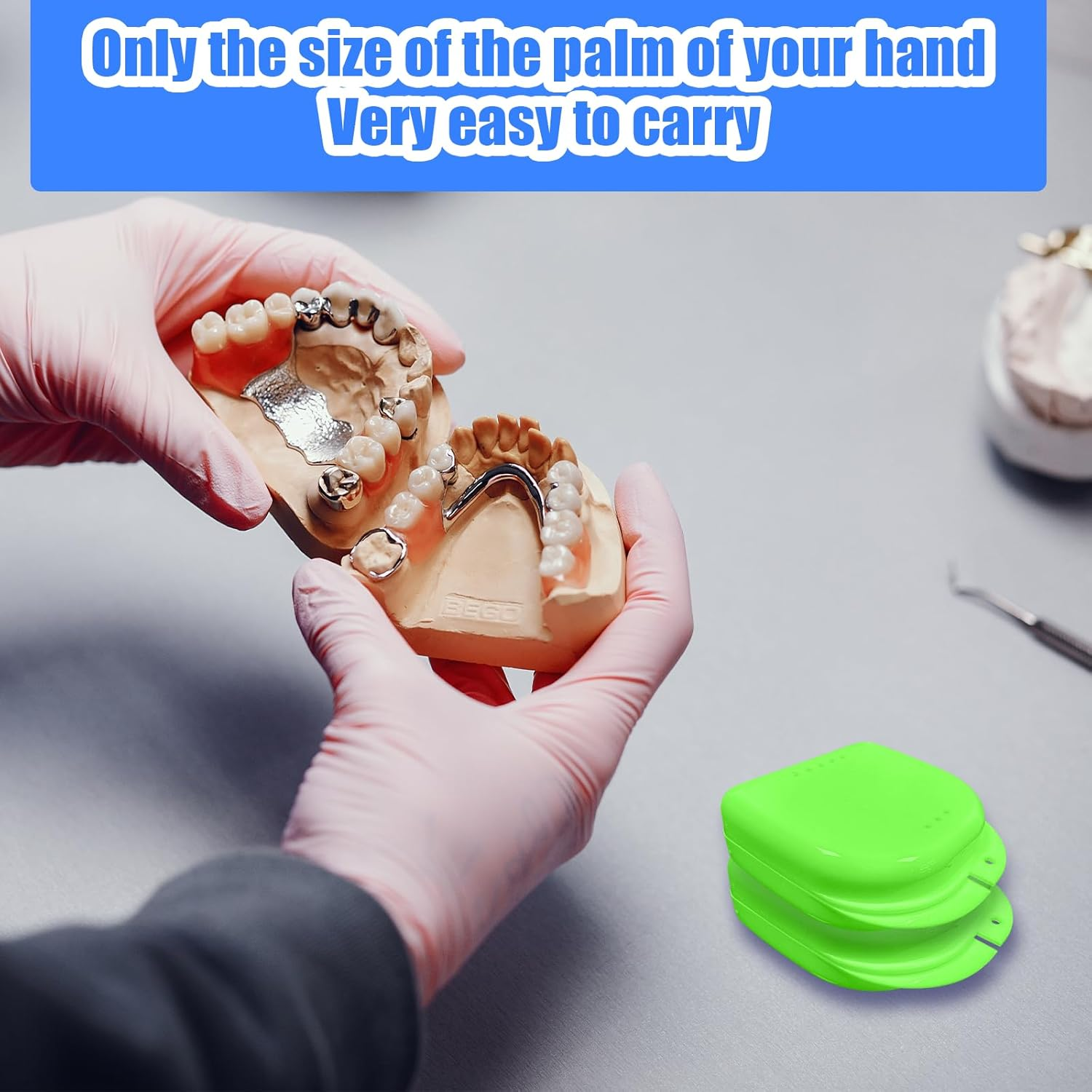 Denture Case, 10 PCS Plastic Orthodontic Retainer Case for Travel, Daily Outing (5 Colors) image number 3