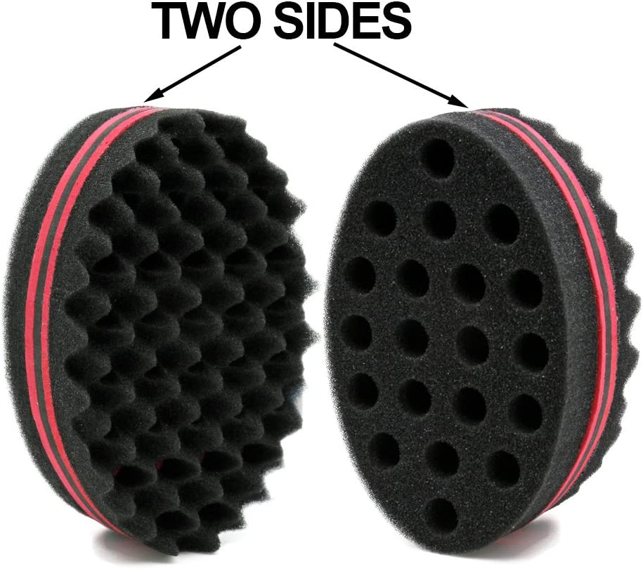 BEWAVE Big Holes Barber Hair Brush Sponge Dreads Locking Twist Afro Curl Coil Wave Hair Care Tool, 2 Pcs