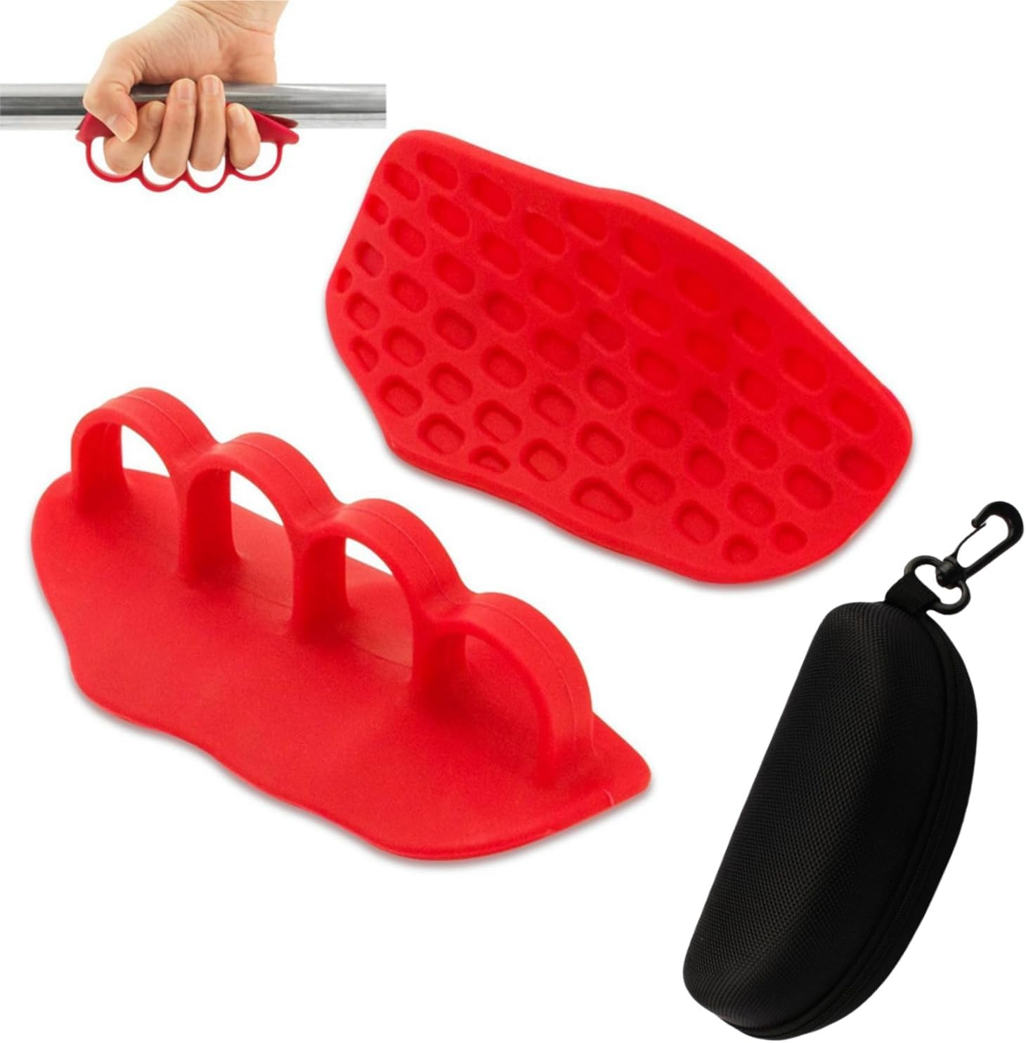 Shoyisenka Fitness Grip Strength Trainer - Anti-Slip Five-Finger Gloves, Suitable for Strength Training Such as Pull-Ups, Deadlifts, and Bench Presses, with a Portable Storage Case Included.