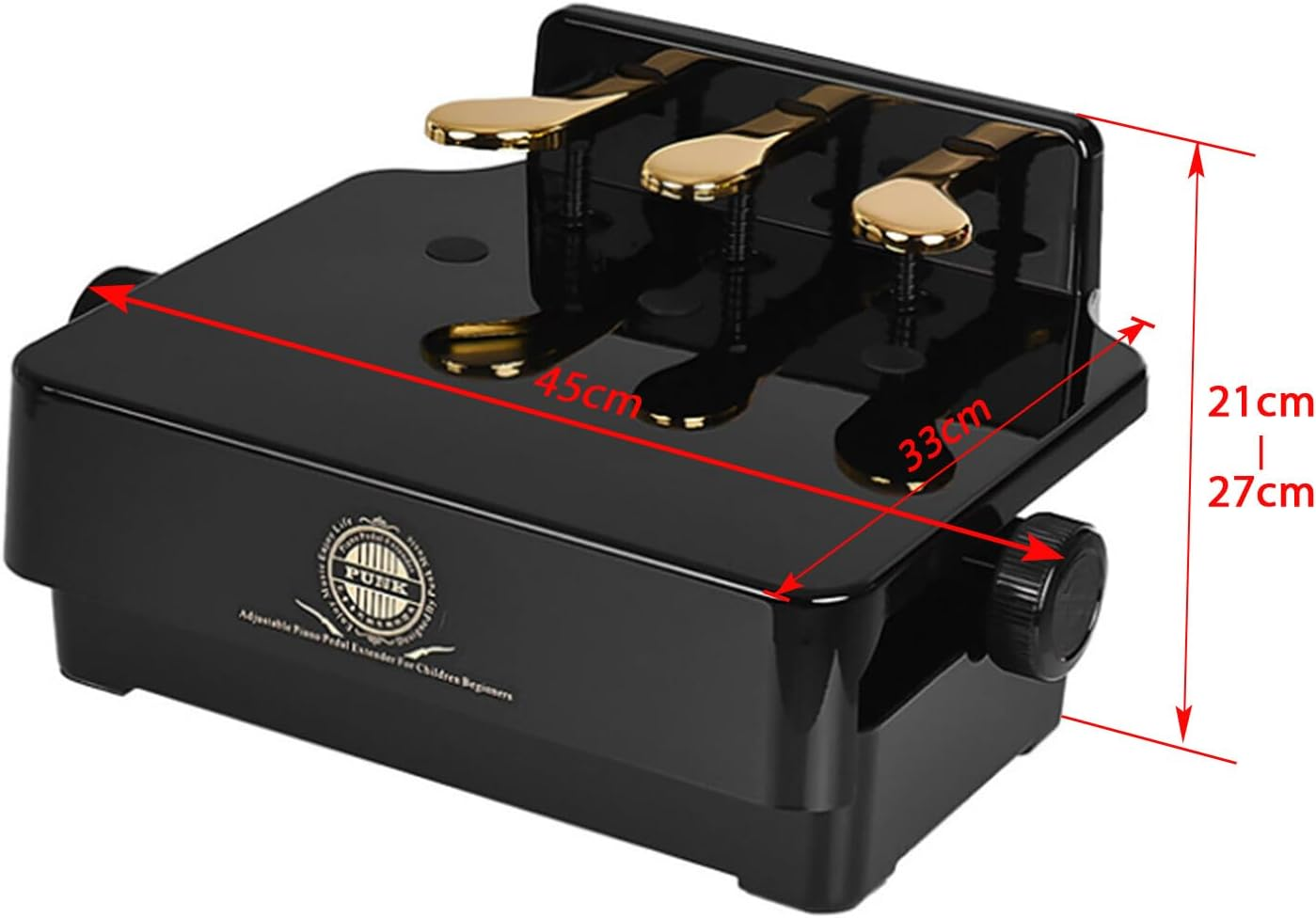 Piano Pedal Extender Box with 3 Pedals, Adjustable Height (Glossy Black) image number 6