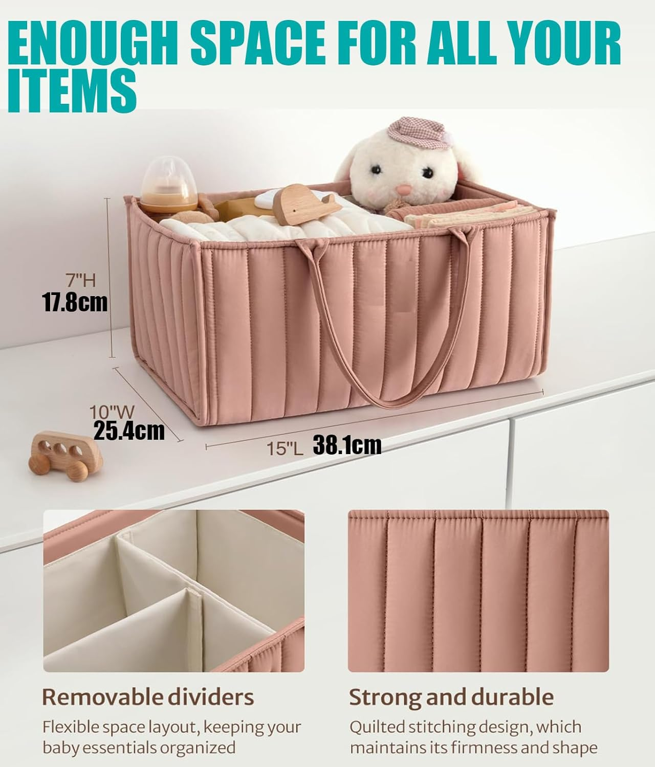 Baby Diaper Caddy Basket, Diaper Organizer for Changing Table Organizer, Baby Organizer for Newborn Shower List and Must - Haves image number 1