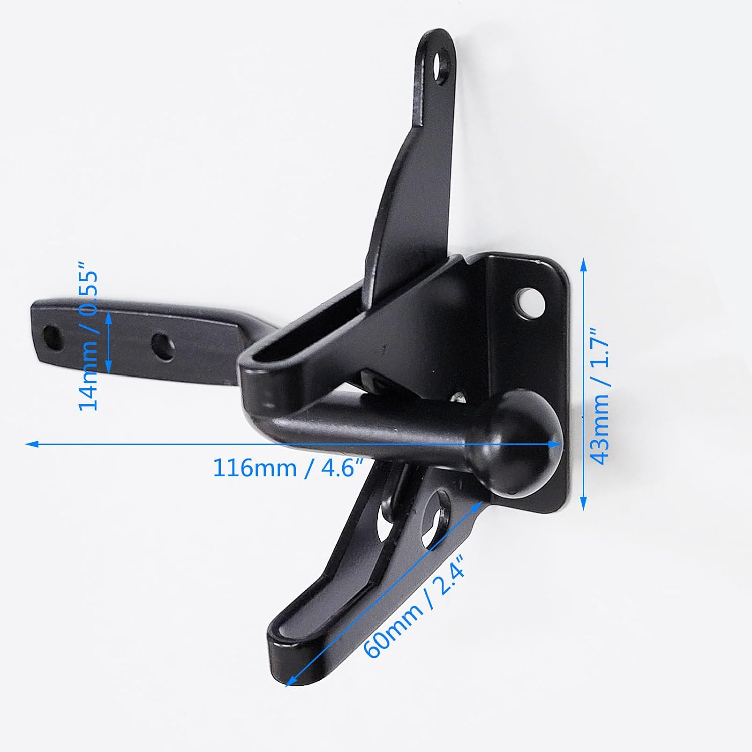Pair of Self Locking Gate Latch Automatic Gravity Lever for Wood Fence Gate Door Latches, Left and Right (Spring Cable Pull), AP00289O image number 4