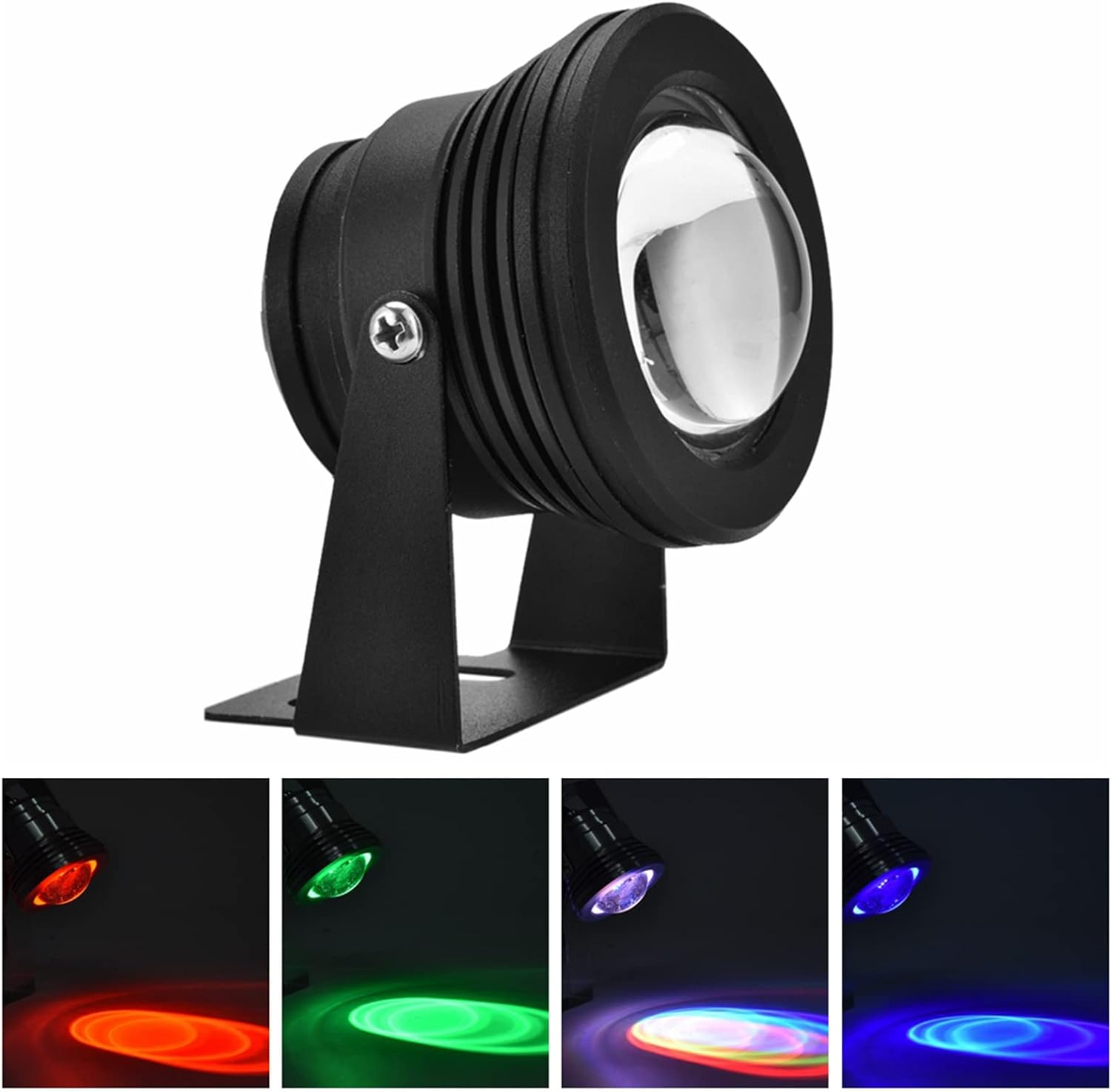 12V 10W Spot Light IP65 Waterproof RGB LED Aquarium Pond Spotlight Underwater Fish Lighting with Remote Controller, 120 Degree Adjustable Stand (Black Cover) image number 1