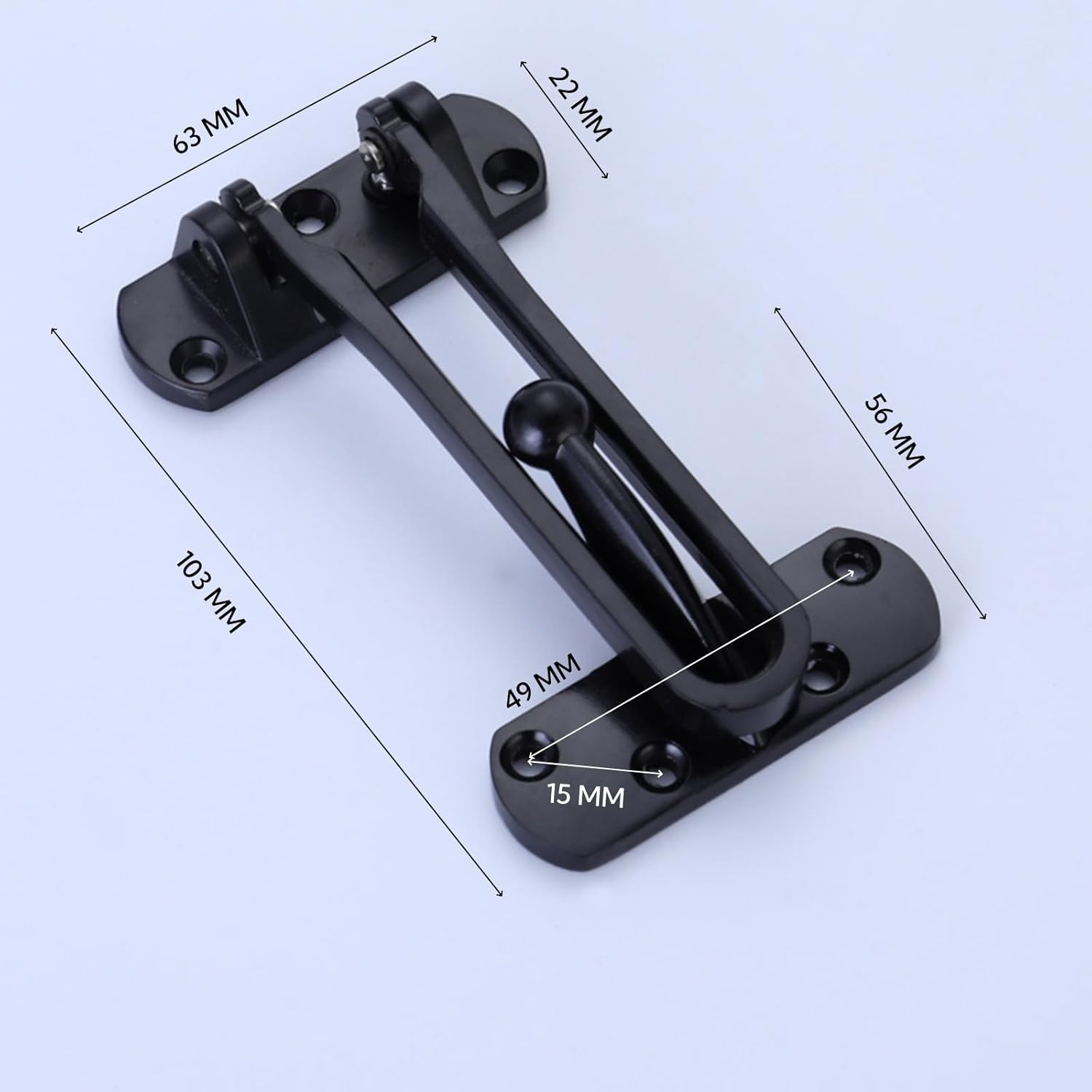 Suytvenxau Home Security Door Lock Swing Bar,Black Alloy Anti-Theft Door Guard Latch for Front and inside Door, Reinforced Door Latch for Safety & Security and Hotel Door Safety Lock image number 2