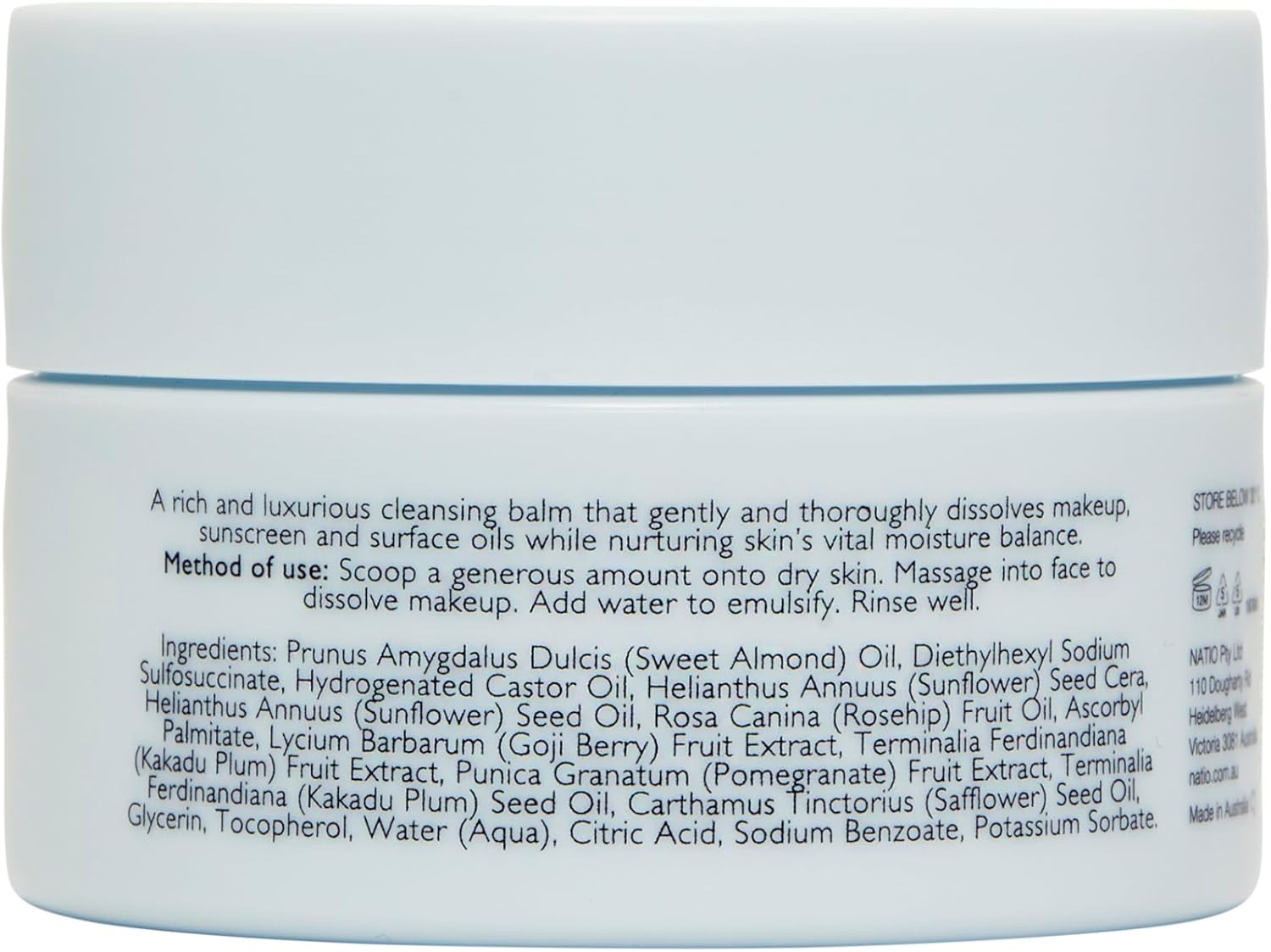 Natio Australia Glow Beauty Boost Cleansing Balm - Clinically Tested & Fragrance Free - Melt Away Impurities & Makeup - Hydrating & Brightening Makeup Remover - Kakadu Plum, Pomegranate, Goji Berry and Vitamin E - Vegan Friendly & Made in Australia image number 2