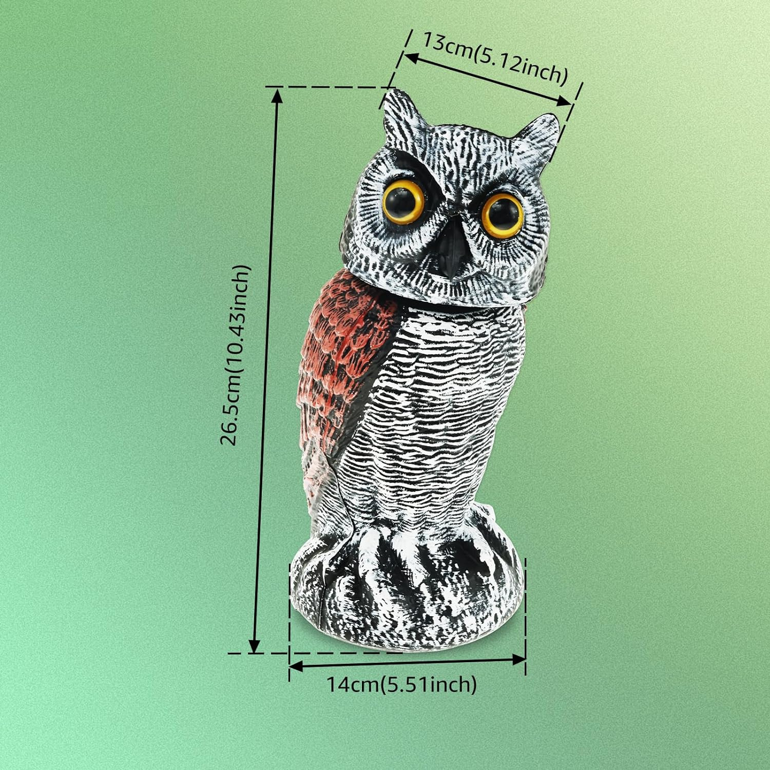 Fake Owl Decoy, Simulation Owl Bird Deterrent with 360&deg; Swivel Head, Scare Birds Plastic Fake Owls Scarecrow to Frighten Birds for Garden Indoor Outdoor, Pest Repellent (2PCS) image number 6