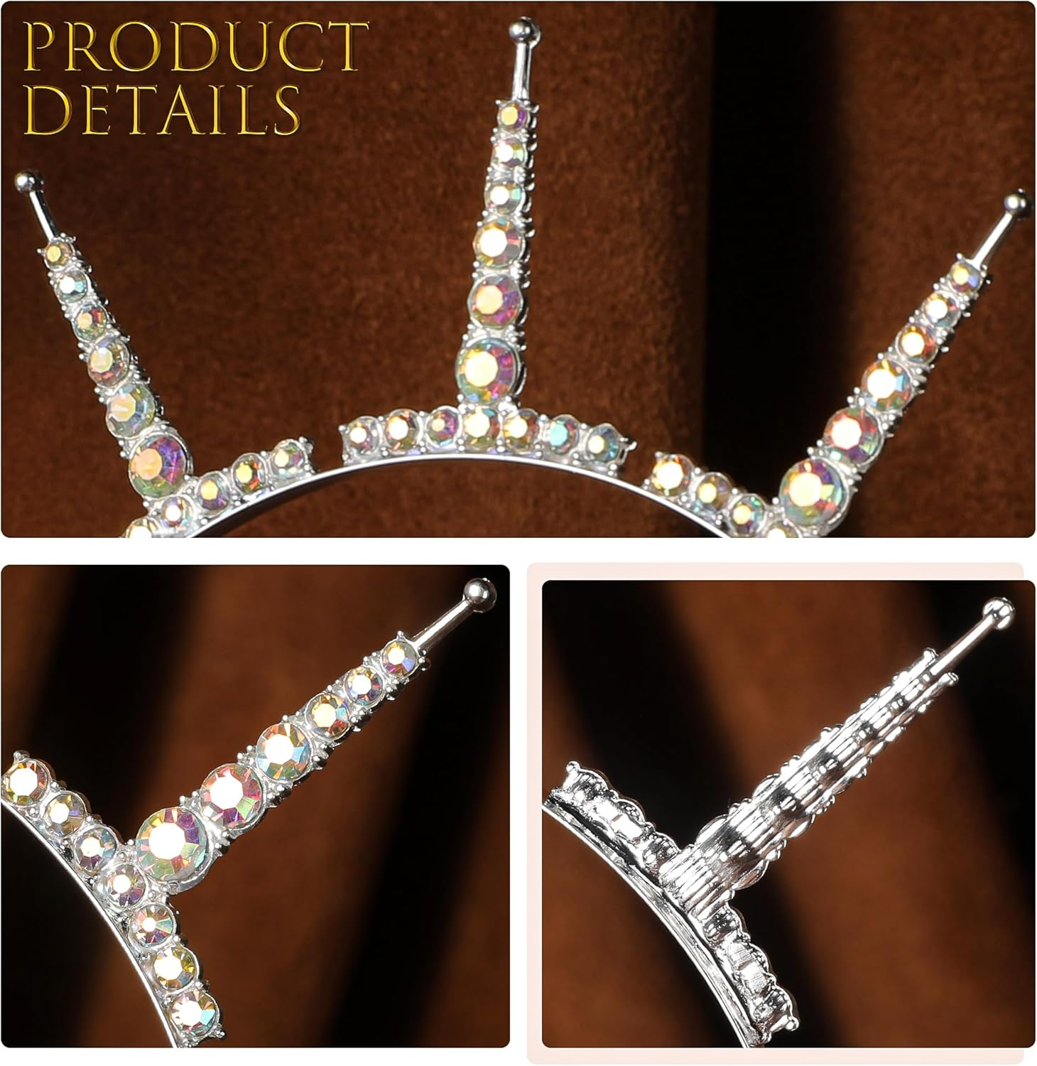 Partyforu Halo Crown Headband Rhinestone for Women, Sparkling Crystal Goddess Crown Headpiece for Wedding Photo Shoots, Crystal Halo Hair Band Tiara for Renfaire Cosplay image number 2