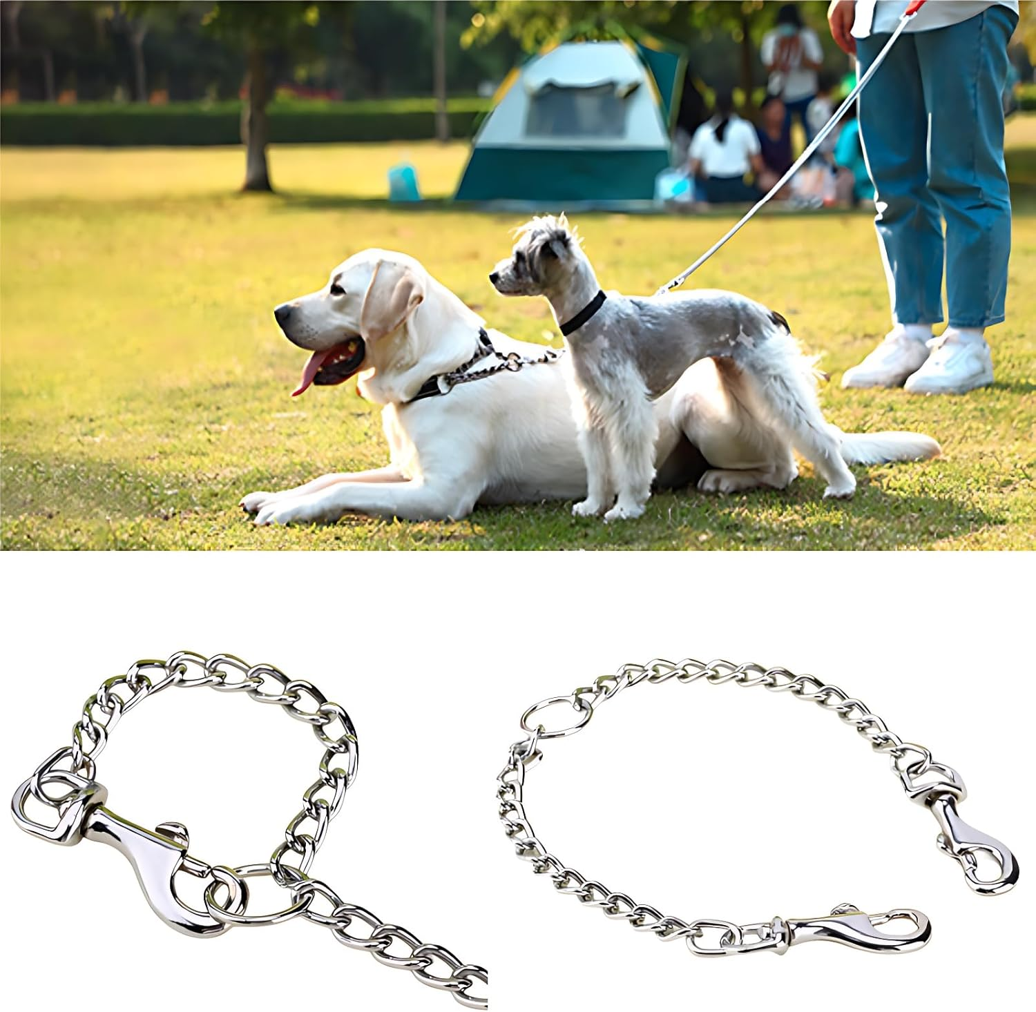 Yosoo Double Dog Coupler Twin 2 Way for Two Small Pet Dogs Walking Leash Safety Chain image number 2