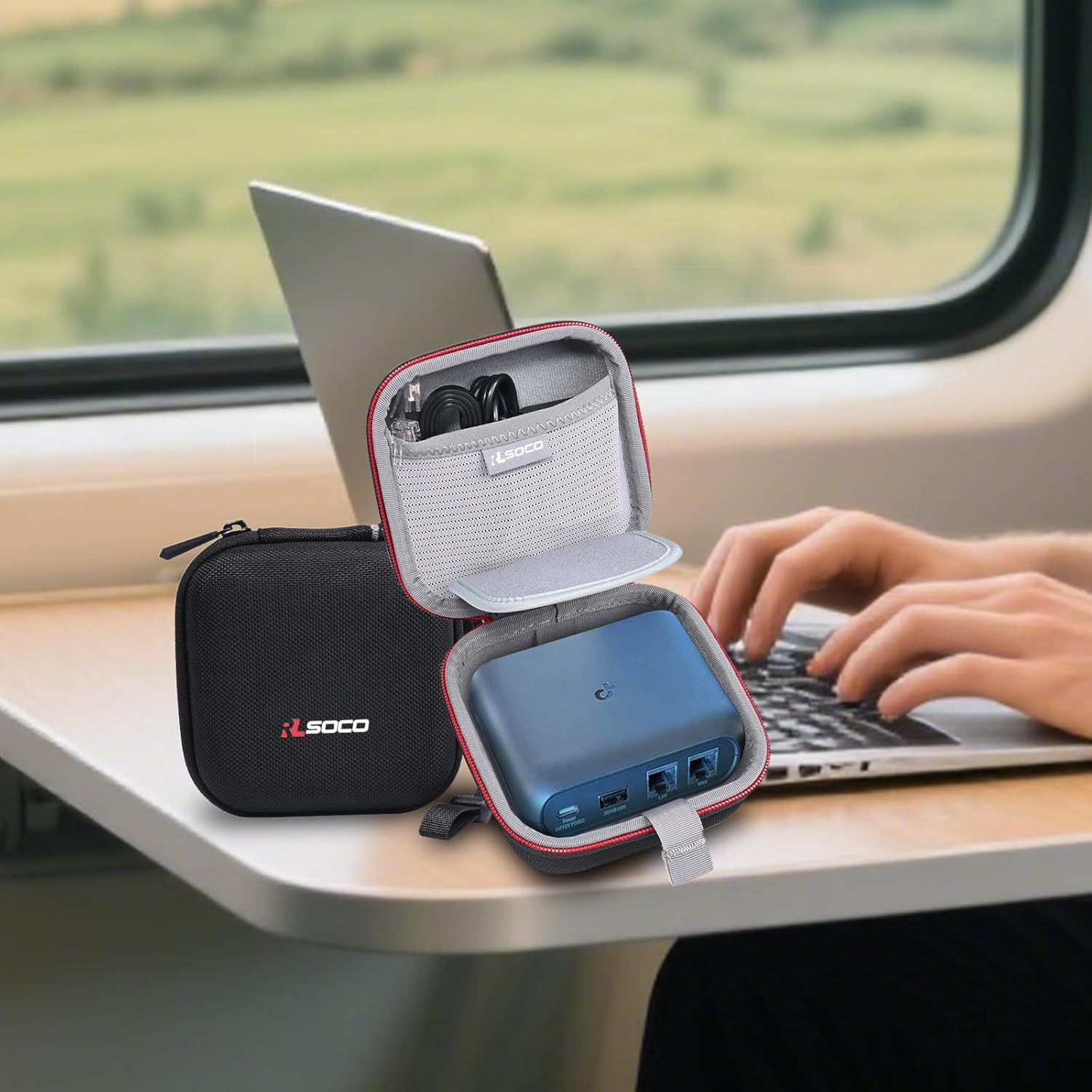 RLSOCO Case for Tp-Link AX3000/AX1500 Dual Band Wi-Fi 6 Travel Router, Portable Travel Case for TL-WR3002X/WR1502X Router - Black (Cover Only) image number 3