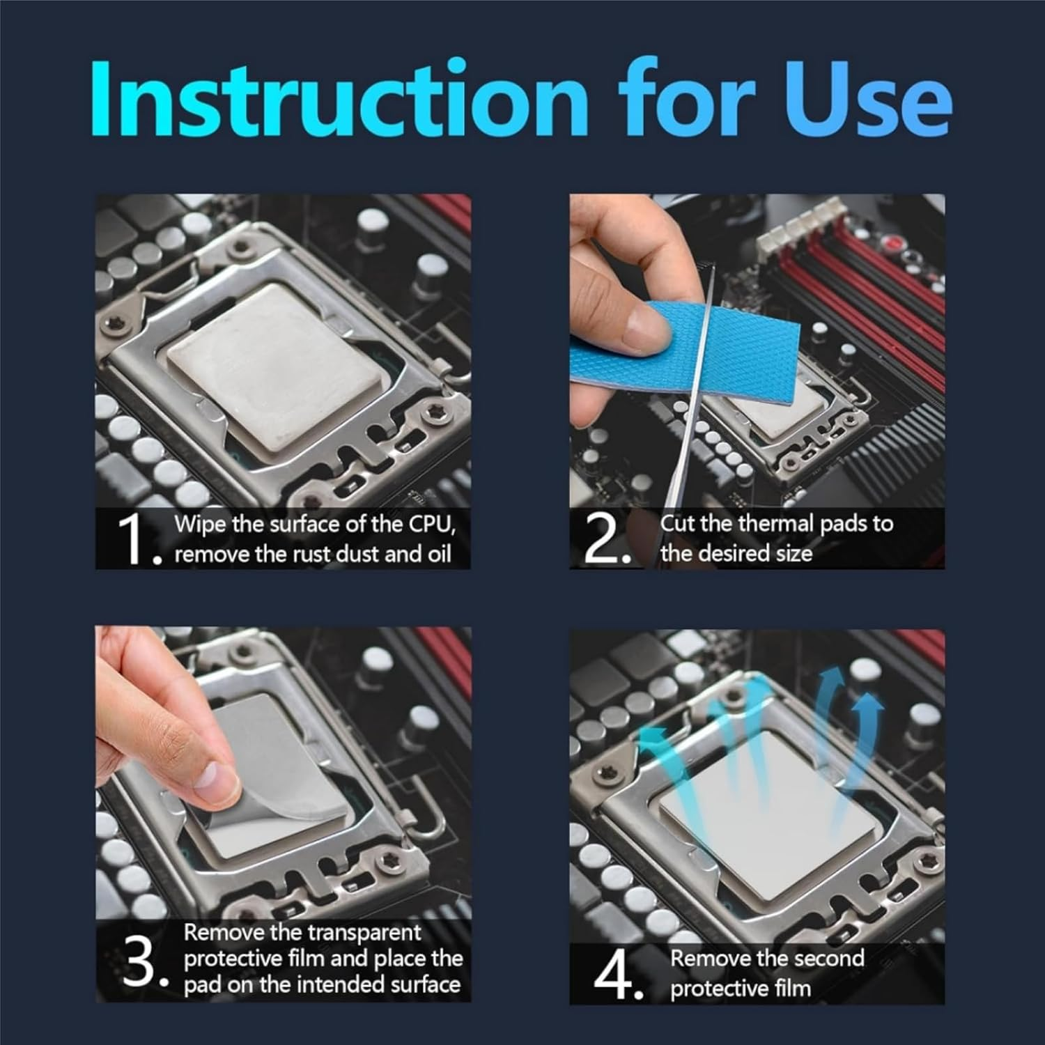 Suytvenxau 3 Pack 12.8 W/Mk Thermal Pads 100 X 100 Mm in 0.5Mm 1Mm 1.5Mm Thickness High Temperature Silicone Heat Resistant Pads for CPU GPU Laptop SSD IC SMD Heatsink Cooling image number 4