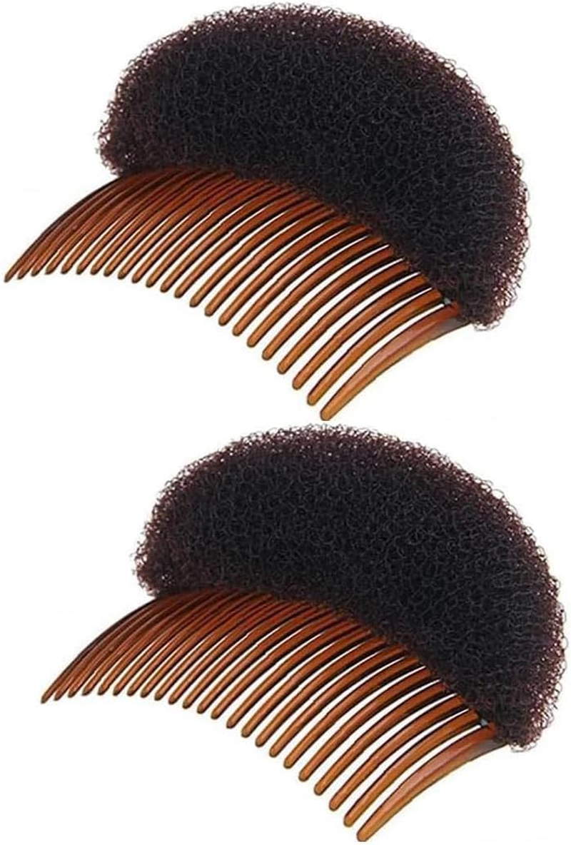 2 Pieces Brown Soft Foam Hair Clips Hair Comb Braid Tool Styling Accessories Base Inserts Bump up Hair Pads Styling Stick Bun Maker Braid Tool Hair Clips Bun Crown Shaper