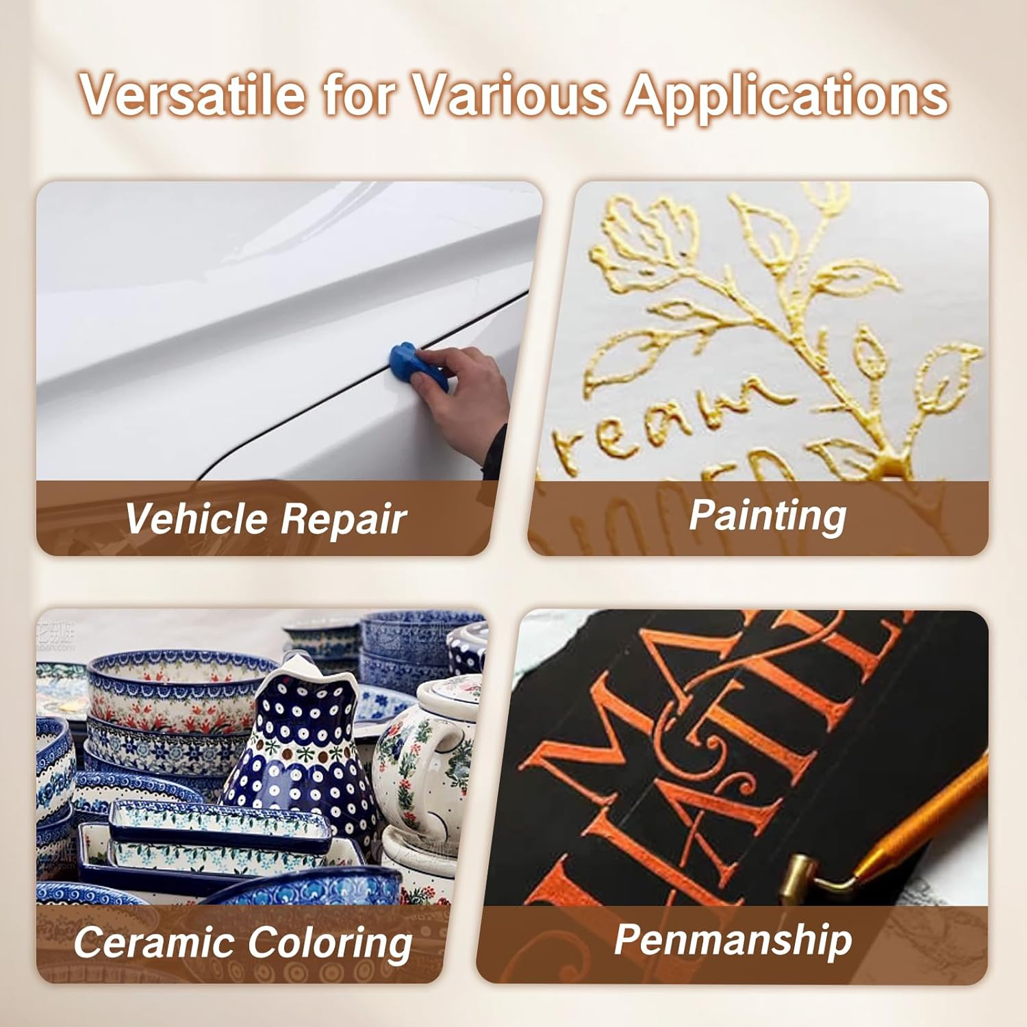 Fine Line Paint Pen Applicator Fluid Writer Tool for Automotive Touch-Up Chip Repair Precision 0.5Mm Tip for Scratch Car Touchup Durable Brass Construction image number 6