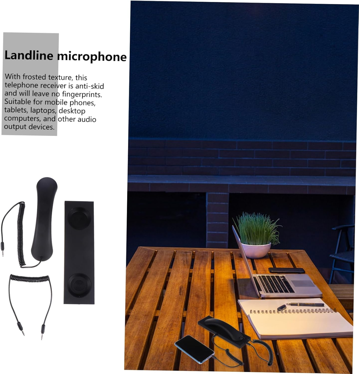 HOLIDYOYO Vintage Retro Telephone Handset Wired Mobile Phone and Tablet Receiver Microphone Matte Black for Computer and Mobile Communication image number 5
