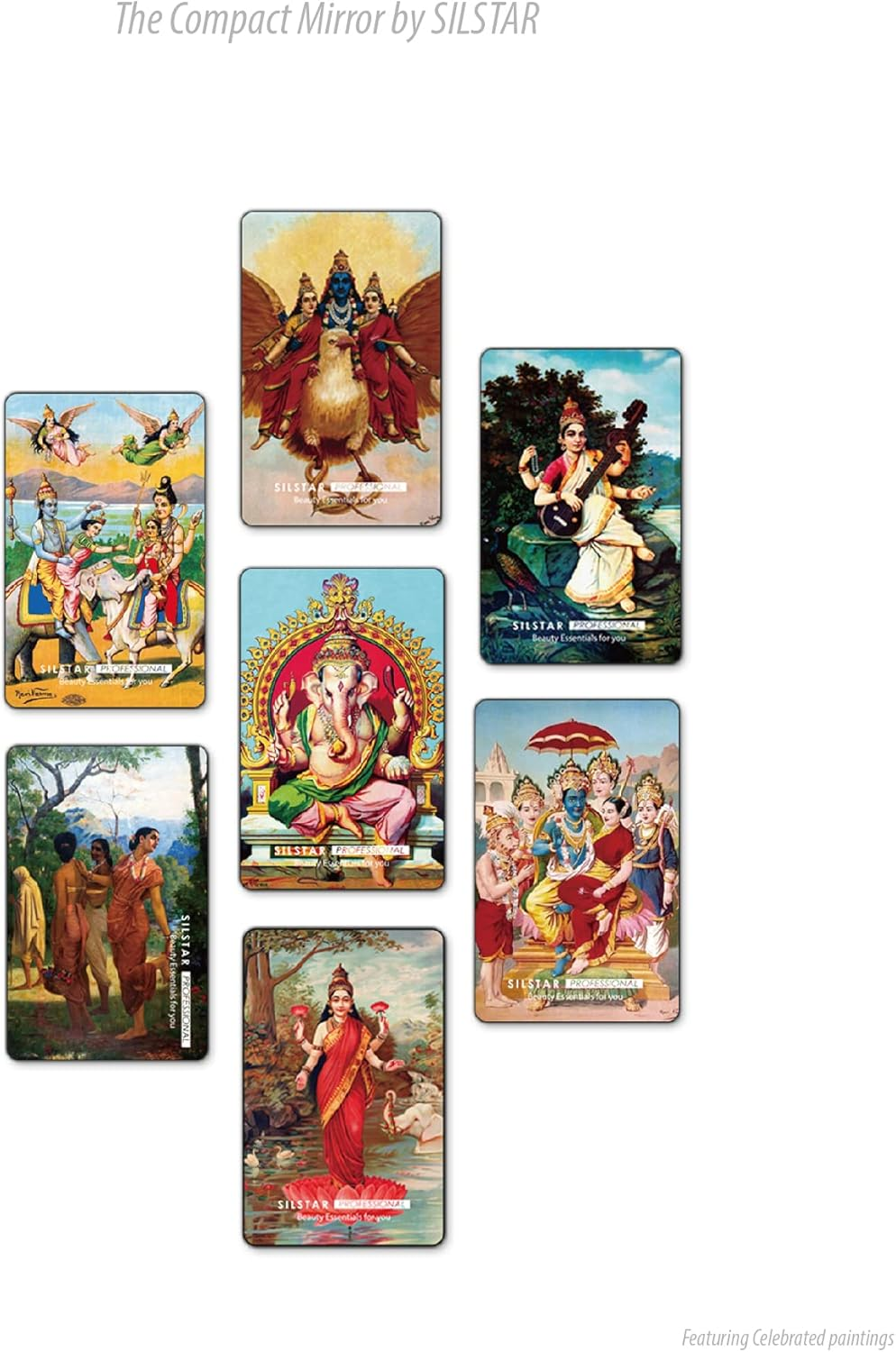 SILSTAR PROFESSIONAL Compact Card Mirror, Unbreakable Acrylic Makeup Mirror, Vanity Mirror Small for Wallet Case, Travel Purse, Handheld Compact Pocket Mirror_Raja Ravi Varma_Saraswati 144 image number 6