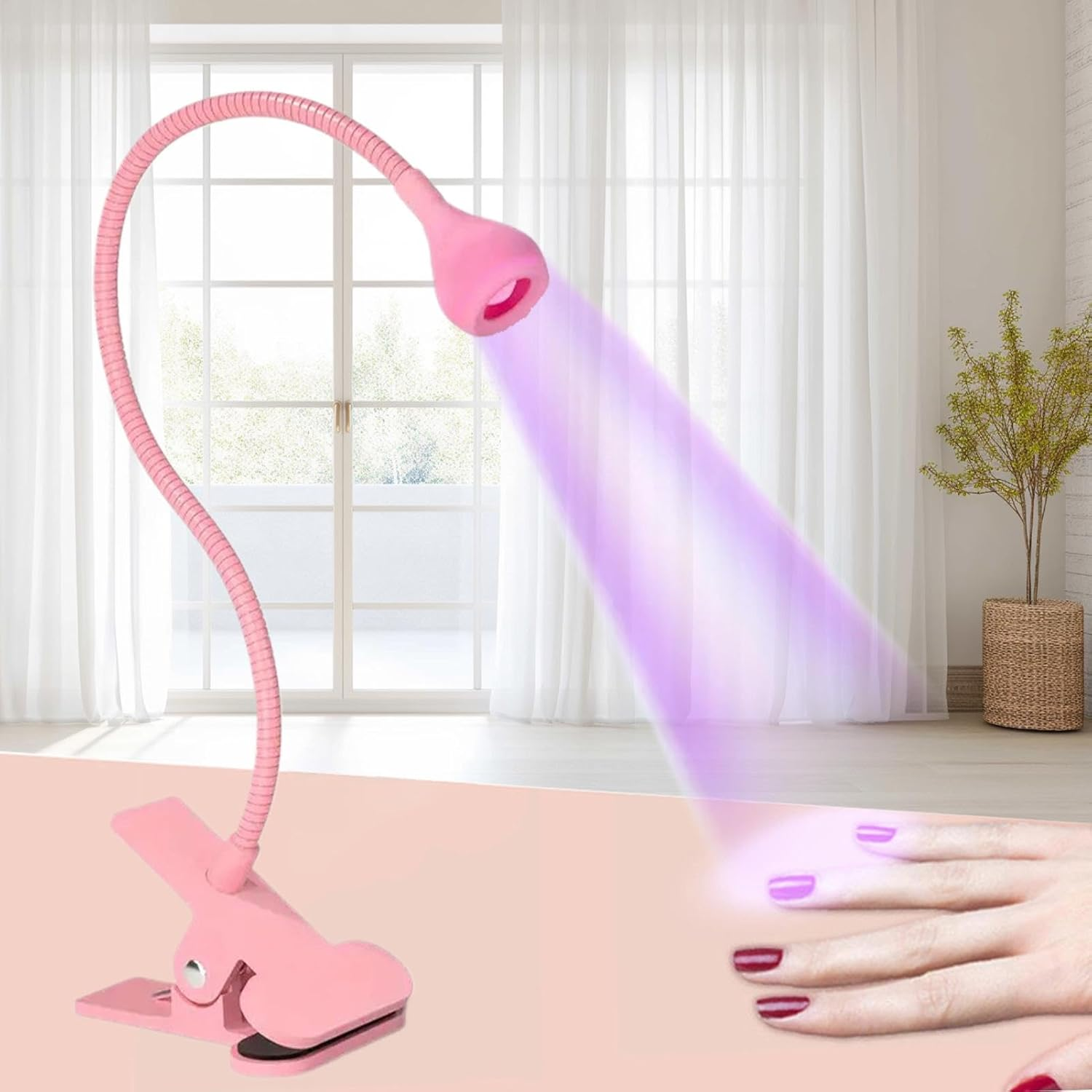 Gwtdtoad Gooseneck UV Lamp for Gel X Nails - Gooseneck LED Nail Light for Gel Nails, Clamp on Nail Lamp - USB Manicure Dryer Nail Accessories for Women Girls, Home Salon Use