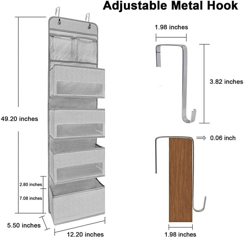 Over Door/Wall Mount 4 Clear Window Pocket Organizer, Brown (Coffee) - Beige image number 7