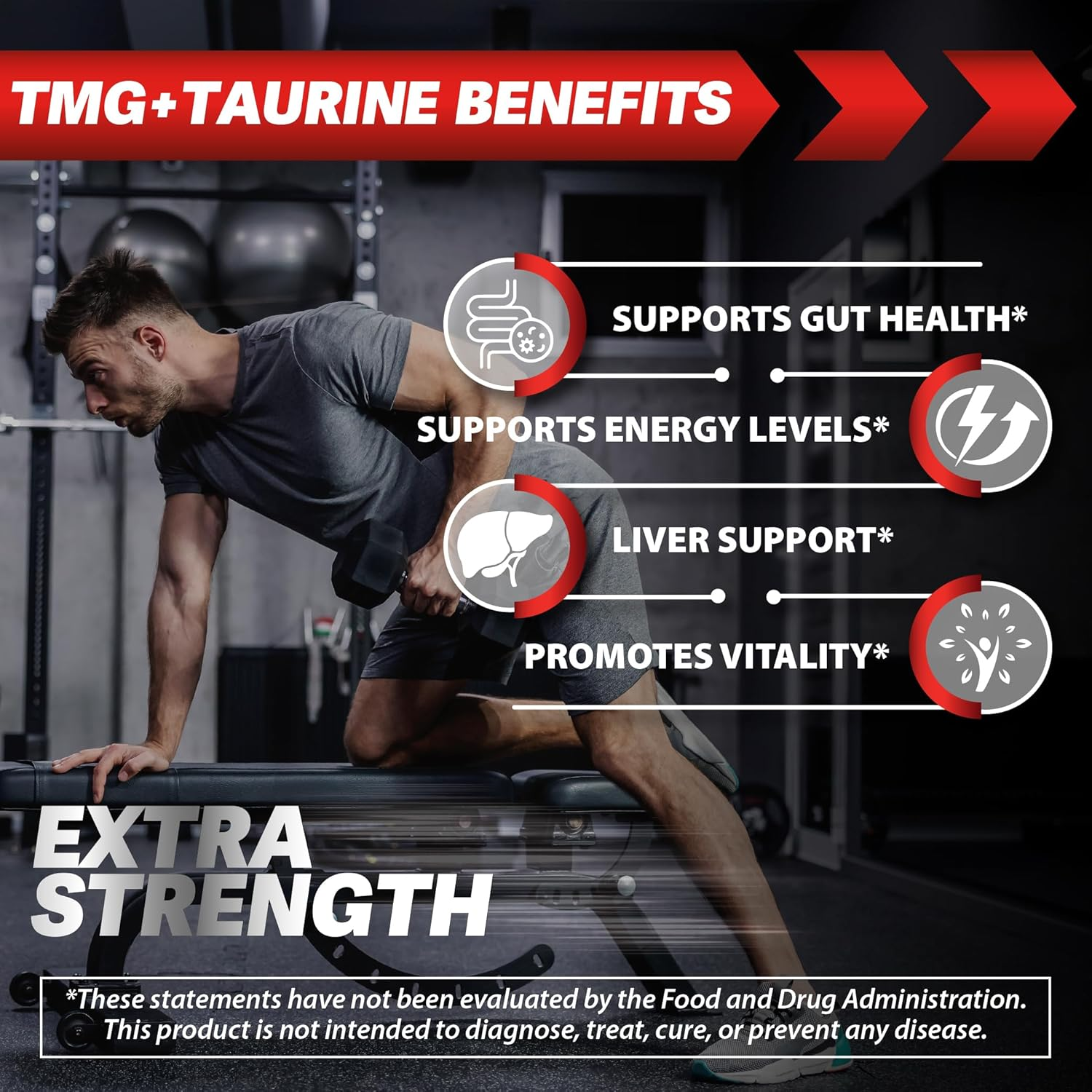 TMG Trimethylglycine 1000 Mg with Taurine 500 Mg Supplement &ndash; Non-Gmo, Gluten Free (60 Capsules) image number 2