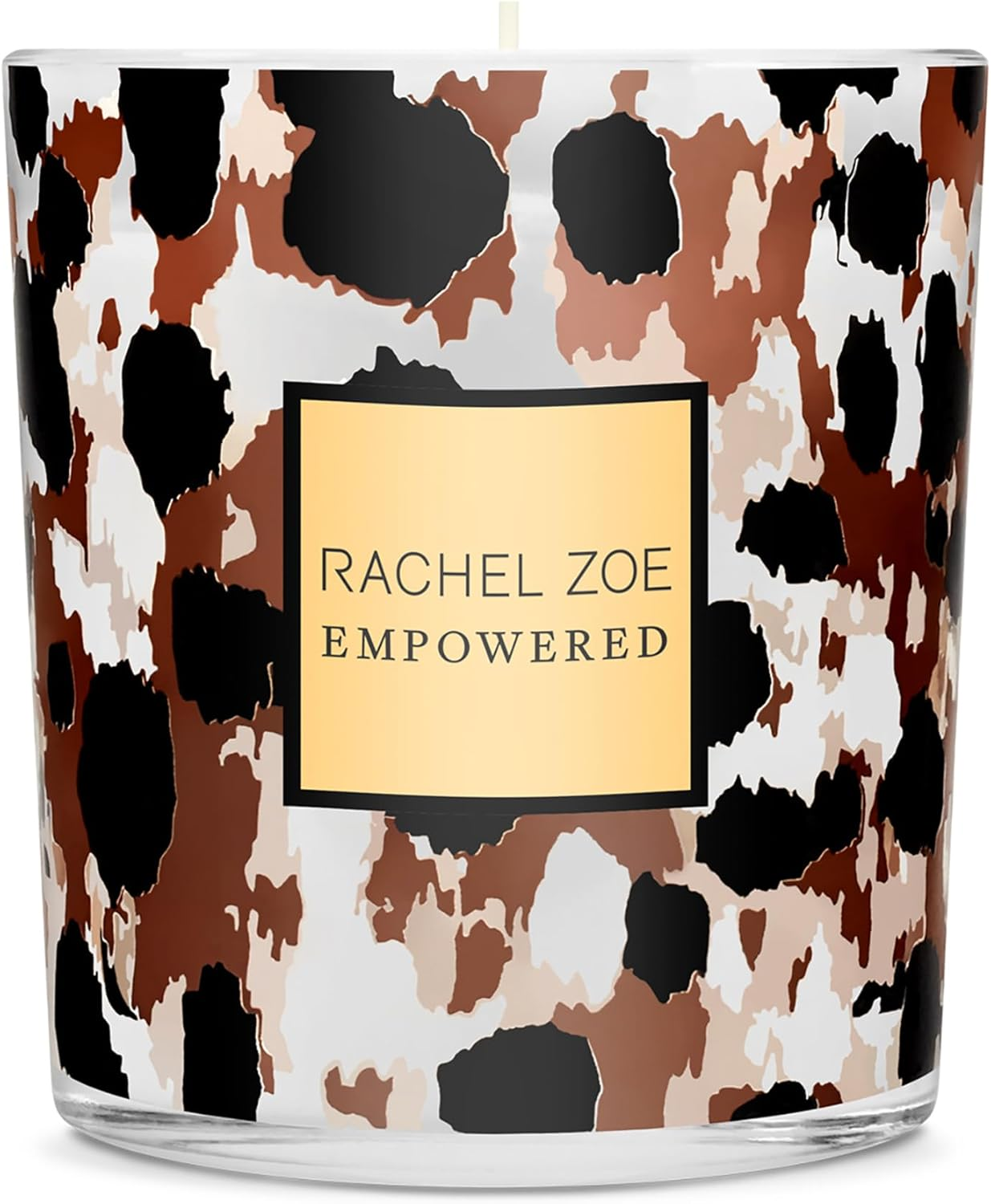 Rachel Zoe Empowered Scented Candle - Notes of Jasmine, Coconut and Musk - Contains Paraffin Soy Wax, Cotton Wick and Perfume Oil - Leopard Printed Jar - Long Lasting Floral Fragrance - 6.3 Oz image number 2