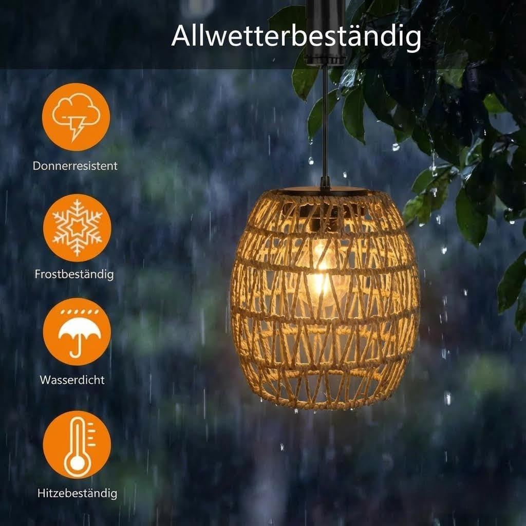 Pearlstar Hanging Lamp with Battery, Battery Operated Rattan Lamp, Hanging 6 Hour Timer, Outdoor Indoor Ceiling Light, Lantern Pendant Light for Patio, Garden, Patio, Living Room, Bedroom image number 3