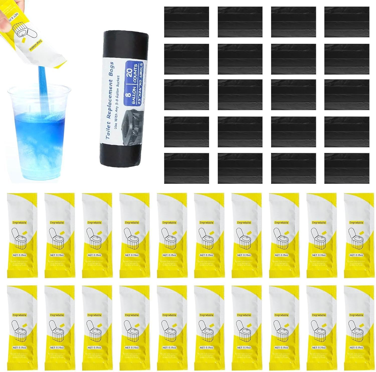 Poop Gel - Camping Poop Gel Pee Powder | Pee Deodorizer Odor-Eliminating Coagulant for Fishing Trip Survival Hunting RV Outdoor Travel Hiking