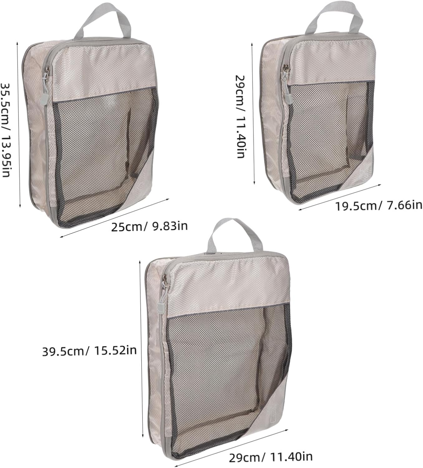 GAROZATION 3PCS Travel Compression Packing Cubes Portable Clothing Organizer Bags Lightweight Luggage Storage Sacks for Suitcases Space-Saving Travel Essentials image number 2