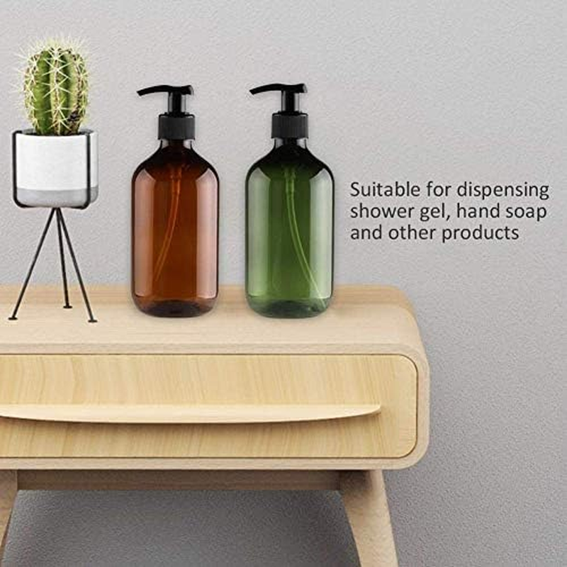 2PCS 500Ml Refillable Plastic Bottles Pump for Handwash, Shower Gel Detergent PET Material (Green) image number 4