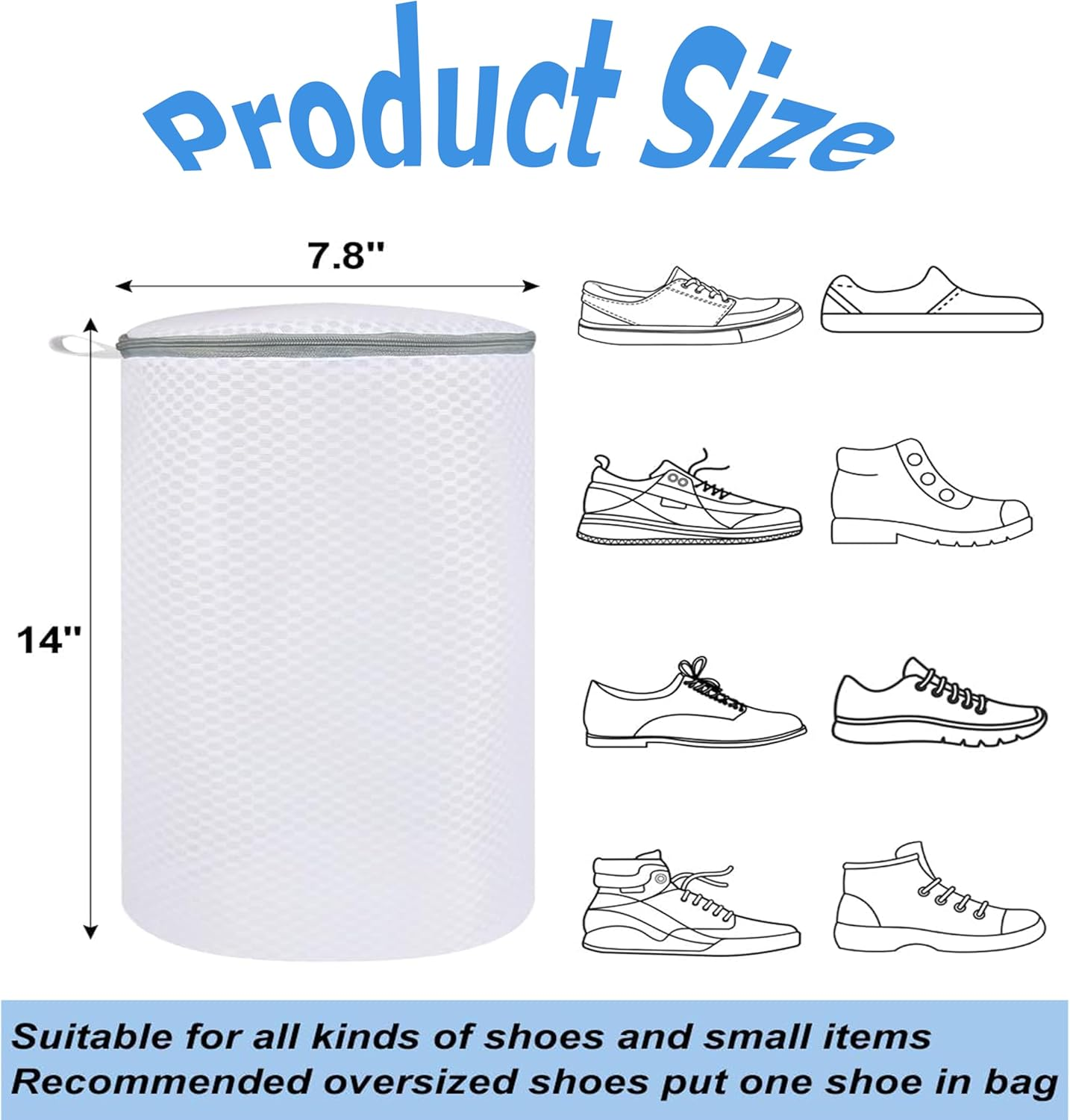 2Pcs Laundry Bags Mesh Wash Bags with Zipper,Shoes Wash Sack,Honeycomb Mesh Laundry Bags,Dryer Pouch for Sneakers, Tennis Shoes, Socks, Bra Lingeries, Travel (7.8 X 14 Inches) image number 4