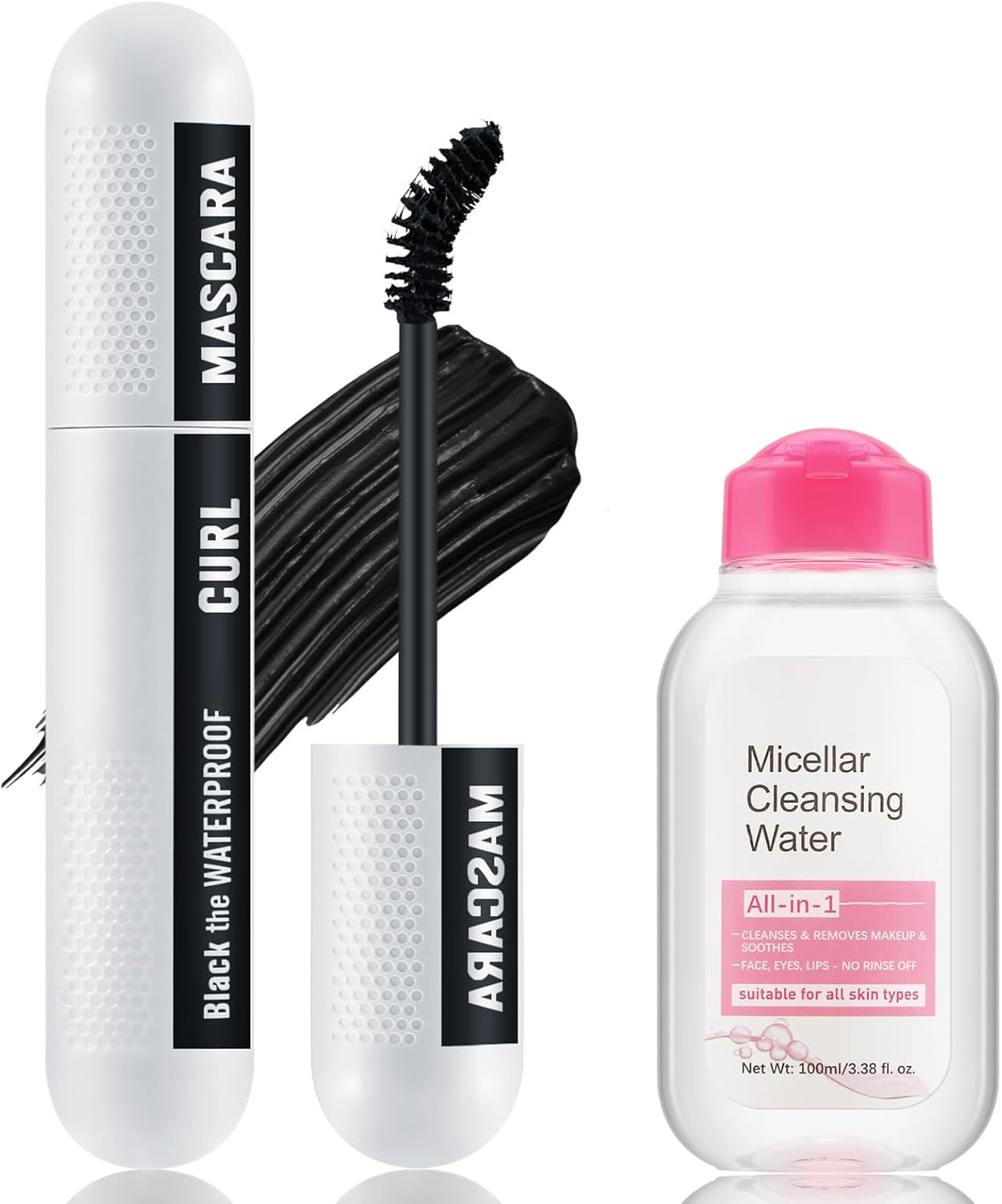 Apooliy Colorful Mascara and Makeup Remover Set,Smudge-Proof Black Mascara,Blue Purple Long Lasting Charming Voluminous