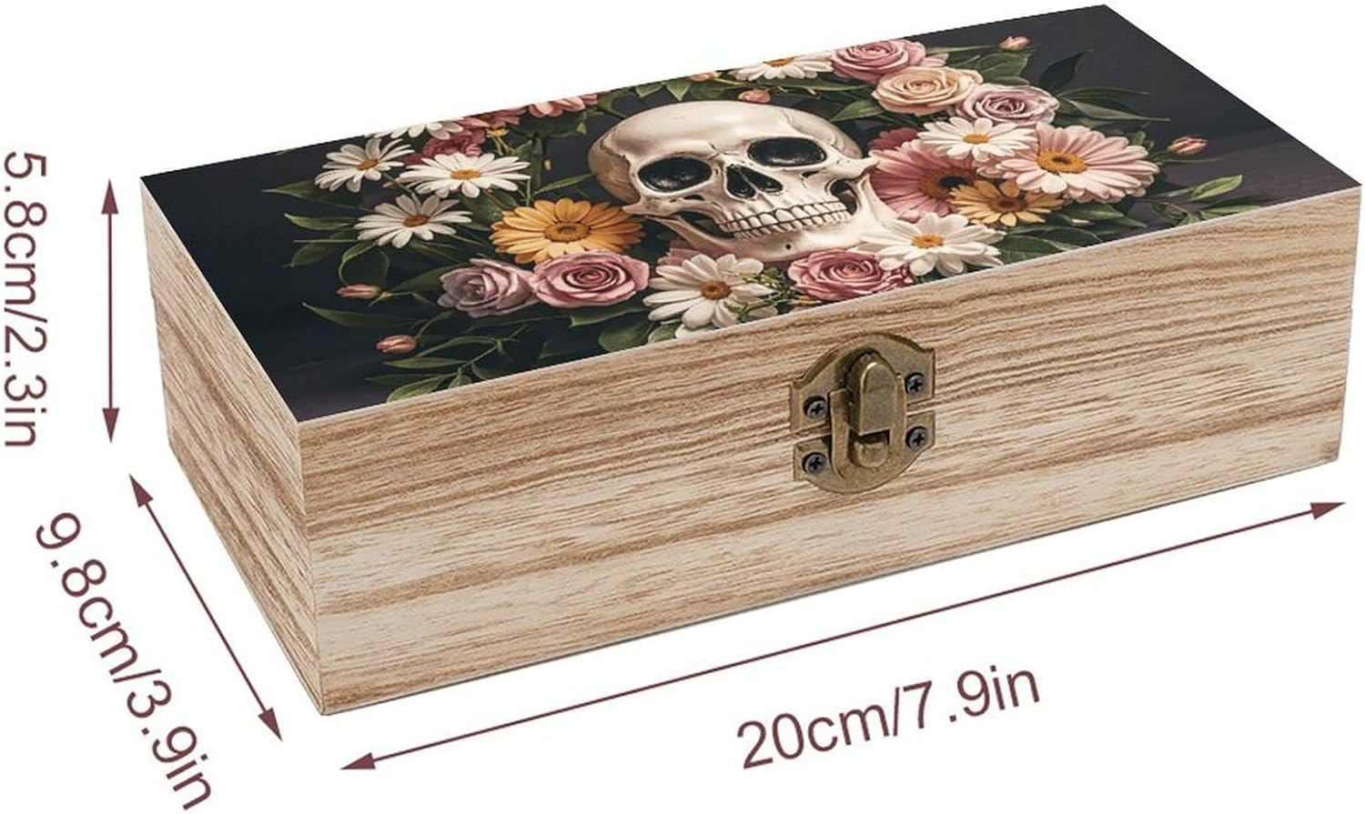 Bonsai Tree Sugar Skull Wooden Box Wood Wedding Keepsake Boxes with Lids Small Decorative Boxes Lightweight Wooden Memory Storage Box for Crafts Keepsakes Jewelry Photo Letter Storage image number 3