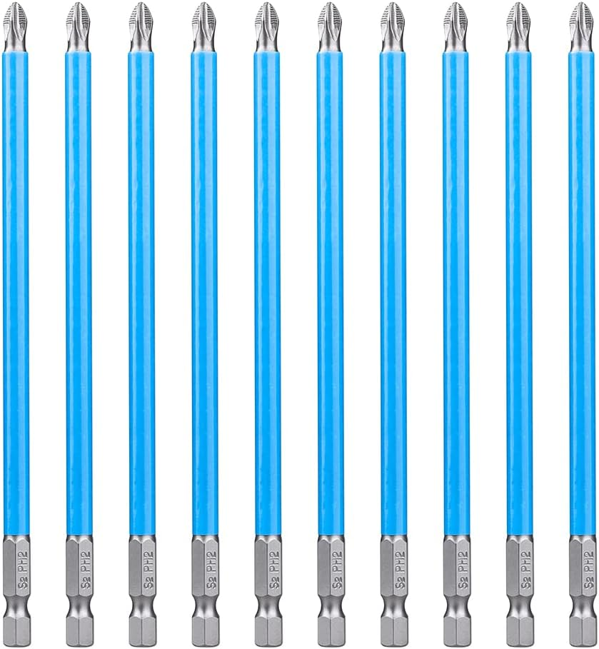 Yakamoz 10Pcs Magnetic anti Slip Phillips Screwdriver Bit Set, PH2, 1/4 Hex Shank, 6 Inch image number 2