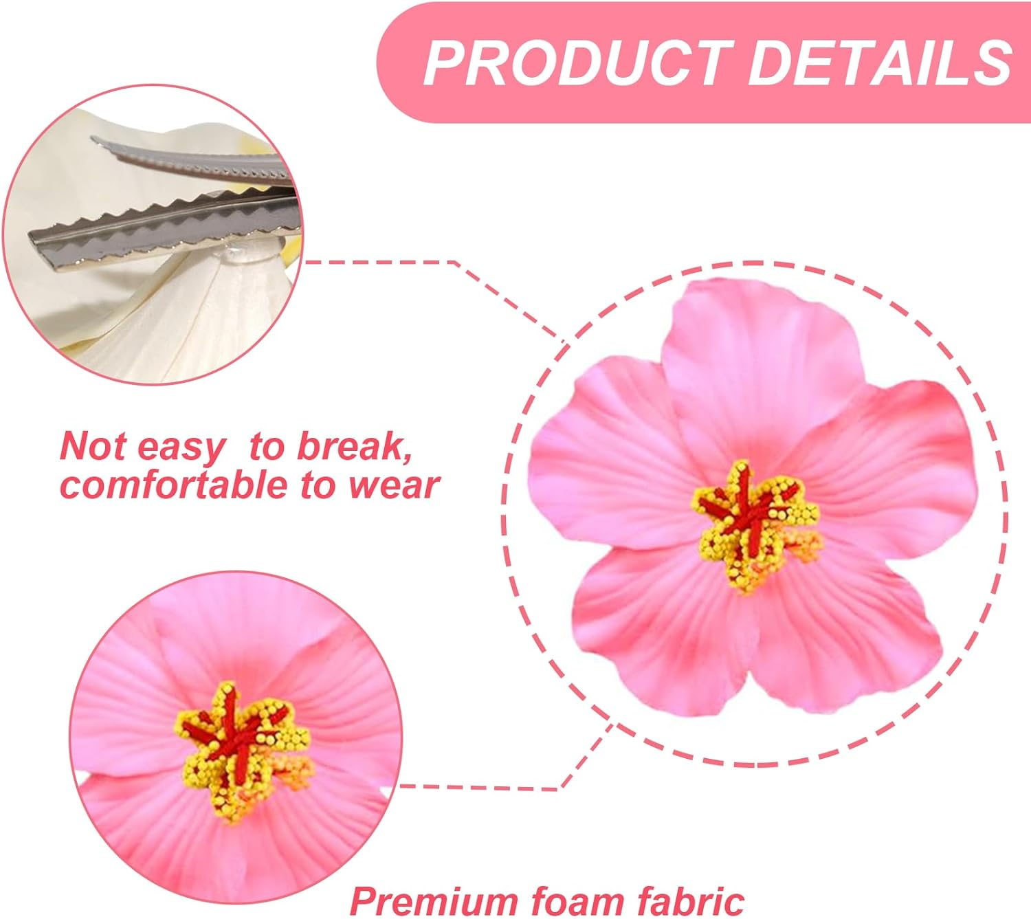 Ruzister 4 Pieces Hawaiian Flower Hair Clips for Women Hair Clips with Plumeria and Hibiscus Artificial Flower Clips Hair Accessories for Holiday Beach Party Boho image number 3