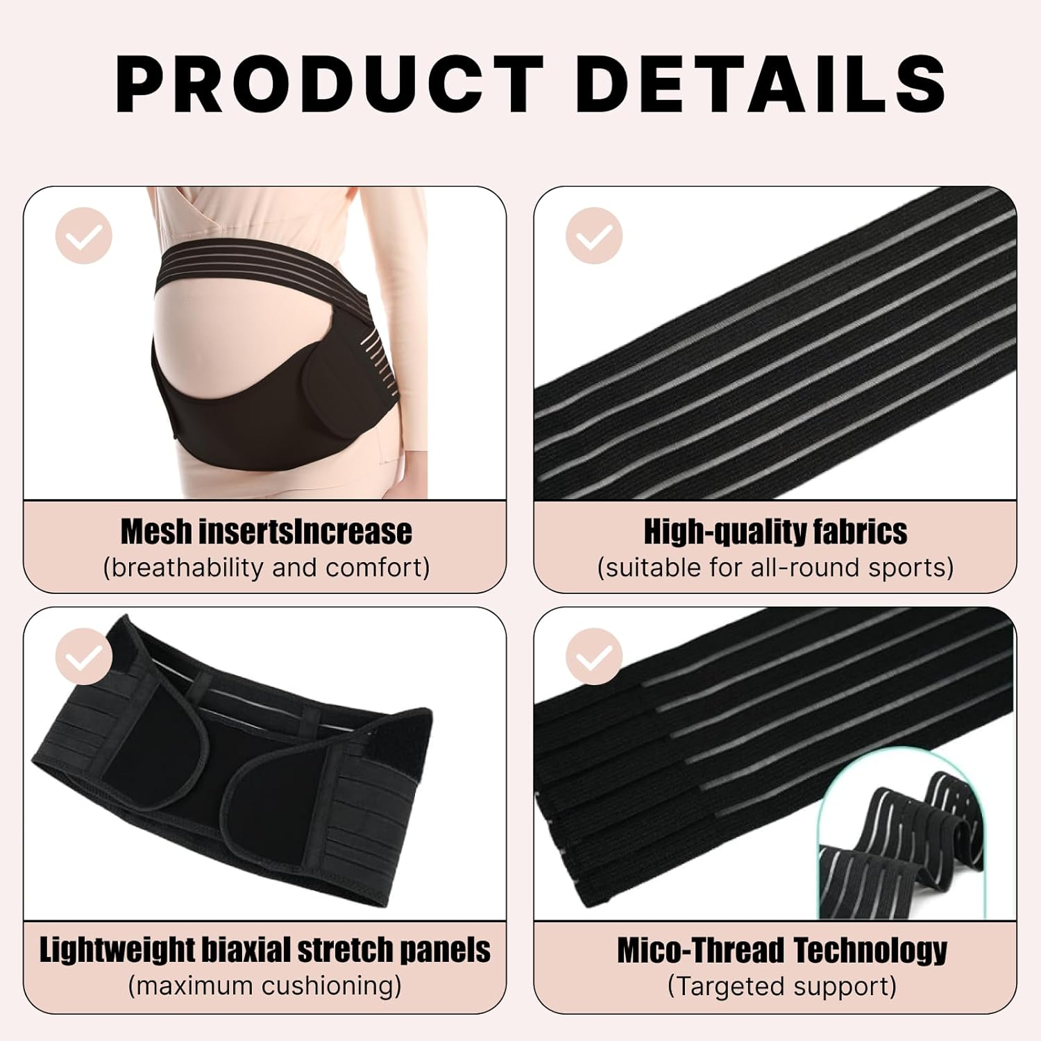 3-In-1 Belly Band Pregnancy, Adjustable Pregnancy Belly Support Band for Pain Relief, Breathable Mesh Design for Expecting Mothers, Comfortable Maternity Belly Bands & Supports, Size XL image number 6