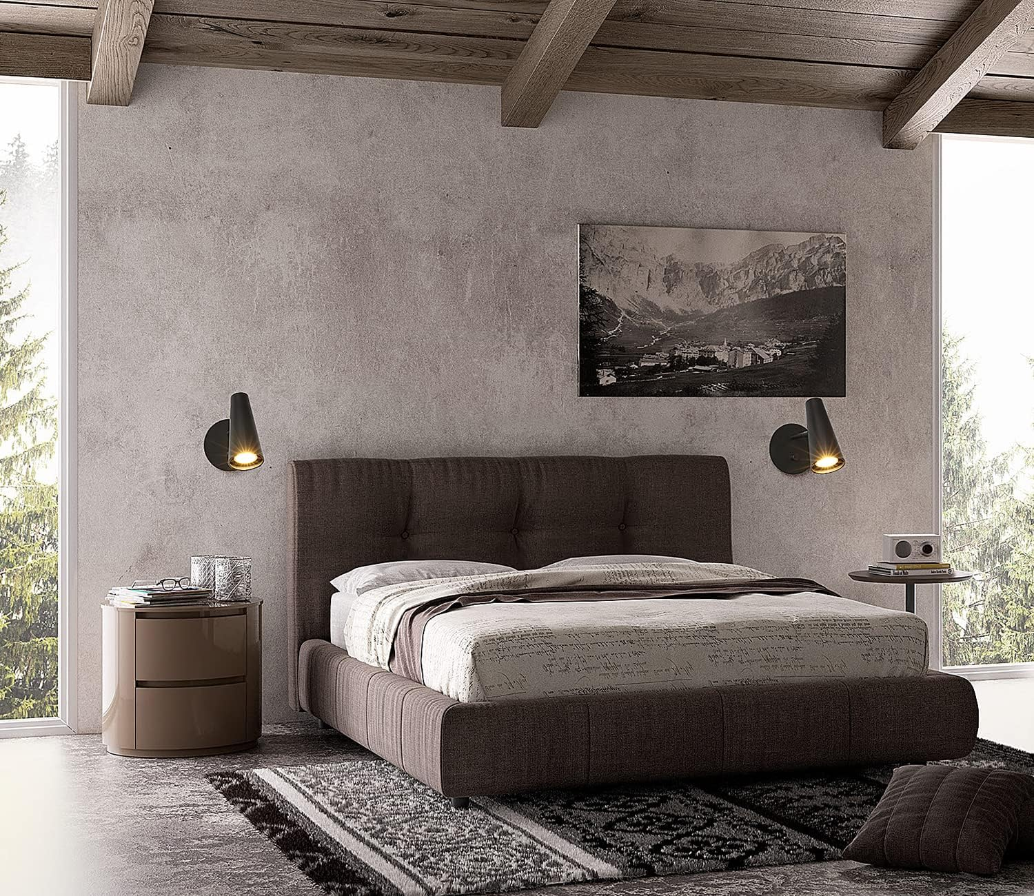 DAWALIGHT Dimmable Wall Light with Switch GU10 LED Warm White Dimmable 5 W Single Wall Lamp Indoor Adjustable Wall Lights for Reading Bedside Table Bedroom Corridor, Aluminium, Black image number 3