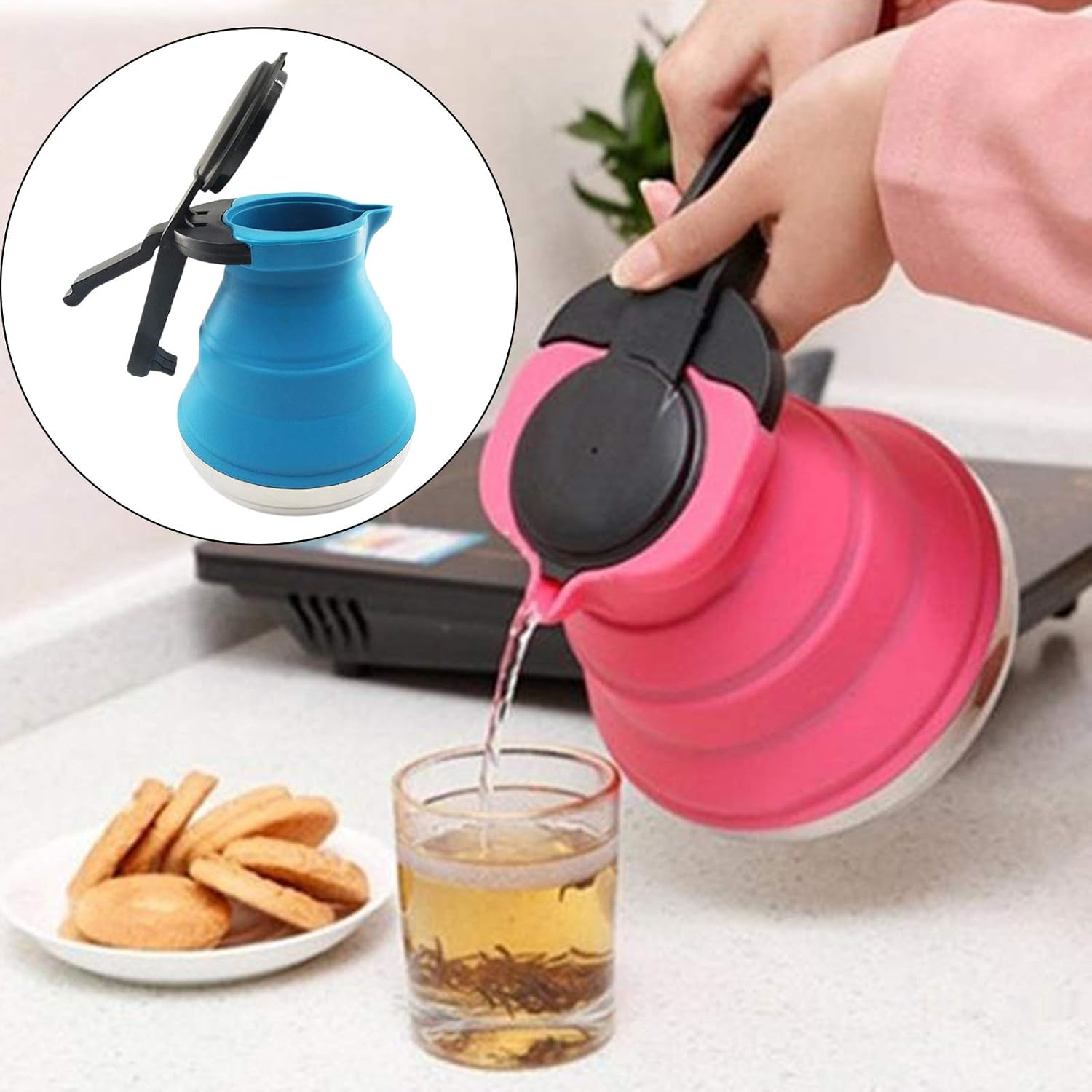 Camping Collapsible Kettle Teapot Coffee Pot Indoor and Outdoor Camping Hiking Picnic Sports for Backpacking Induction Cooker Kitchen Cookware image number 3