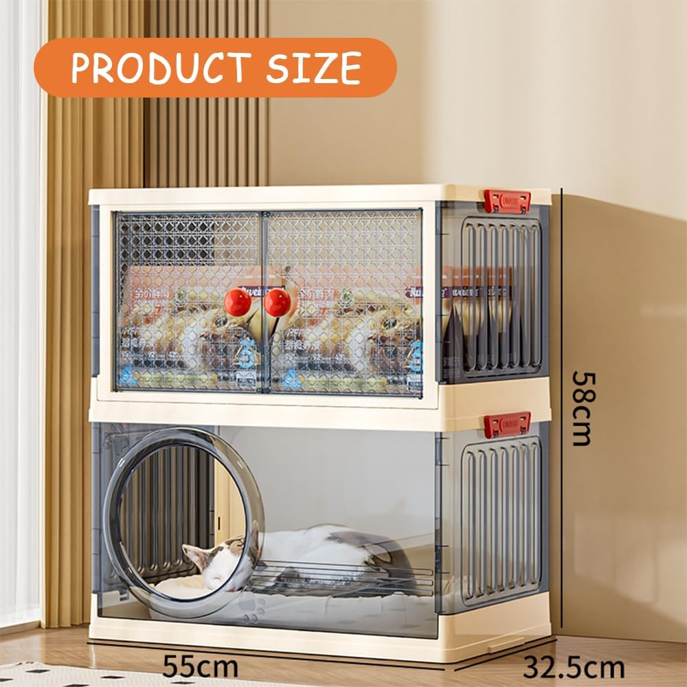 Multifunctional Cozy Cat House with Storage Cabinet, Easy Storage or Transport, Stackable and Portable, Spacious Enough, Perfect for Living Rooms, Bedrooms, Patios, Balconies, Ideal for Big Cats image number 1
