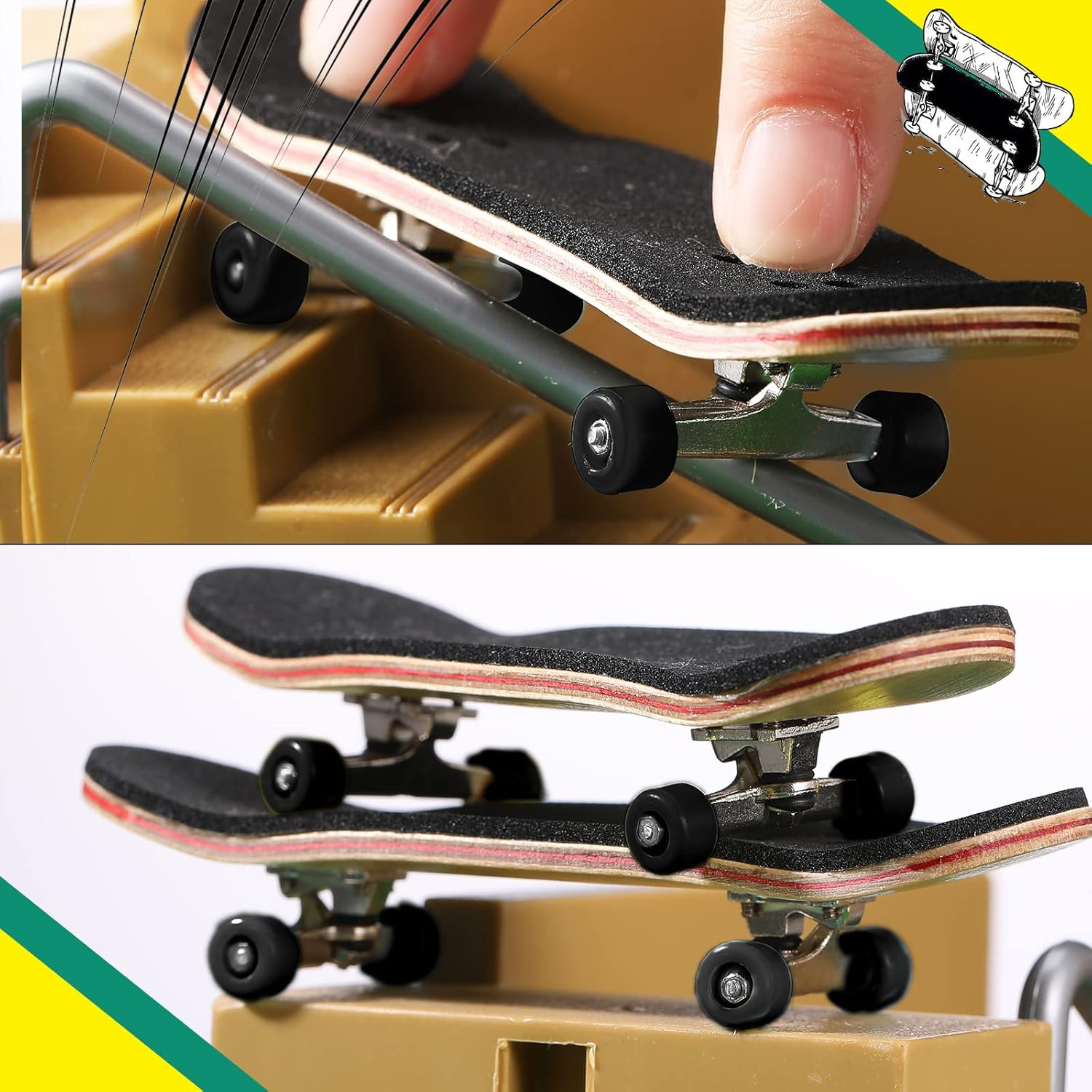 8 Pcs Fingerboard Bearing Wheels Standard Fingerboard Tool Fingerboard CNC Lathed Bearing Wheels Fingerboard Screwdriver and 2 Pcs Nut Driver for 34 Mm Wide Decks Finger Skateboard Trucks (Black) image number 4