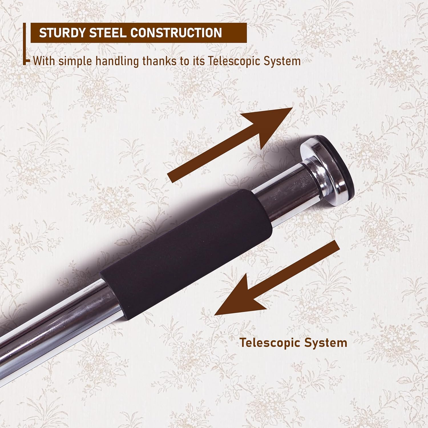 Endless EL1035 Stainless Steel Adjustable Pull up Bar for Home Doorway | Material : Stainless Steel | for Strengthening Exercises at Home or Gym with Anti-Skid Cushion Grip | for Adult, Men and Women image number 2