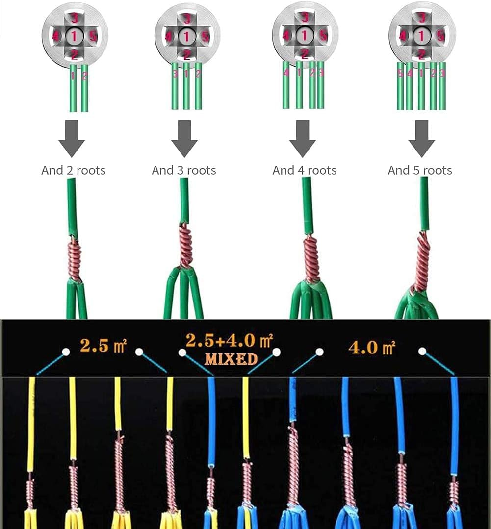 FUTISKY Wire Twister, Wire Stripper and Twister, Portable Quick Connector Twist Wire Tool for Power Drill Drivers, Power Tool Accessories, Silver Steel, 2.5 - 4 Square 5 Lines image number 4