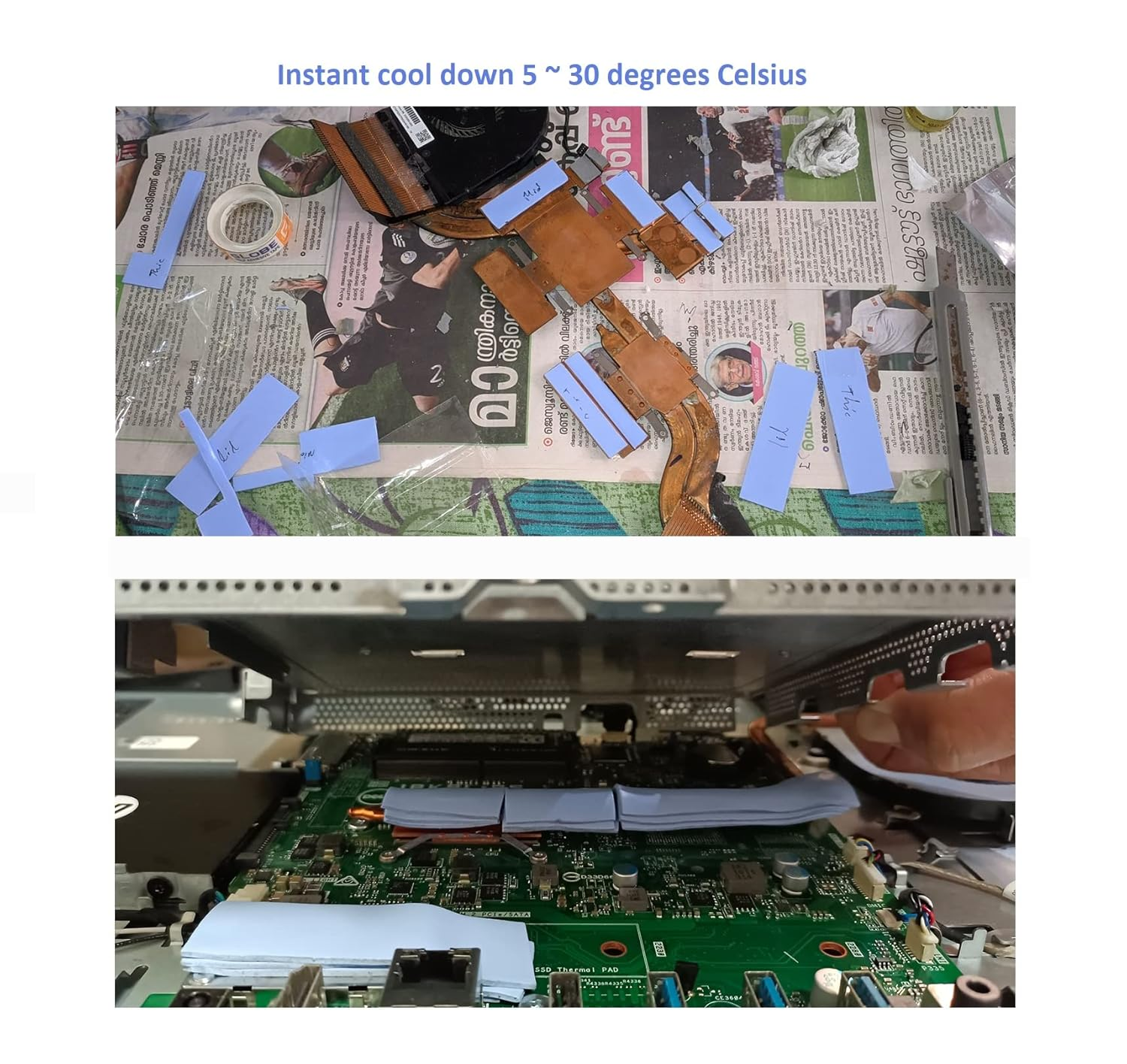 30 Pack Thermal Pads, 20&times;67 Mm by 5 Thickness 0.5 | 1 | 1.5 | 2 | 3 Mm, Thermal Conductivity 2.0 W/M.K, Self-Adhesive & Soft, Ideal for Repairing and Cooling Electronics image number 5