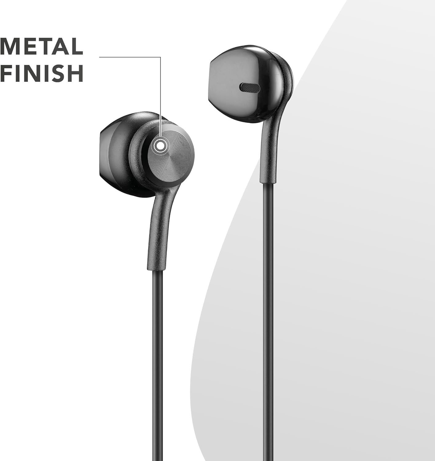 Music Sound - Capsule Headphones - Headphones with Cable and Microphone - USB-C Compatibility - Metal Details - Colour Black image number 3