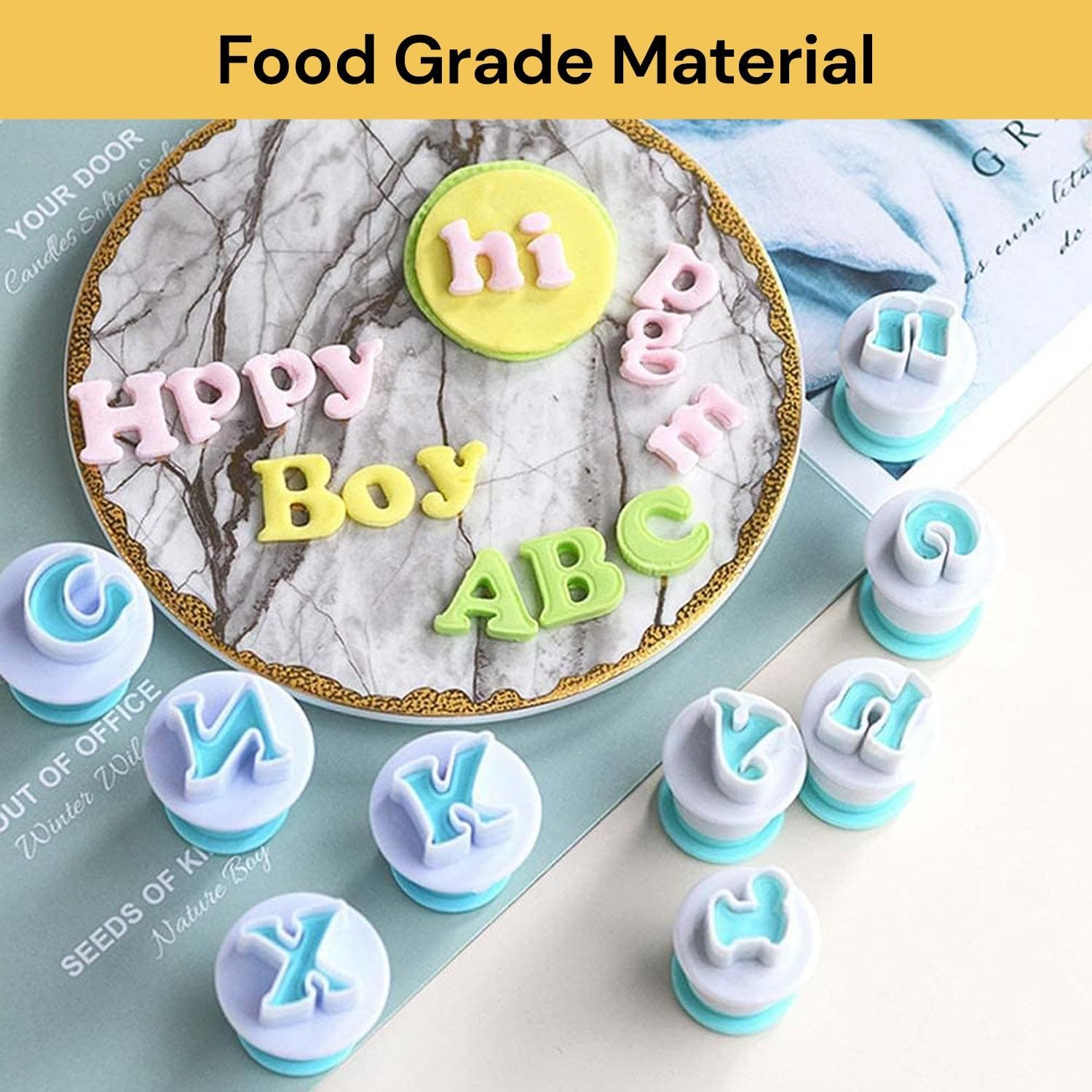 Spendeal Alphabet Fondant Letter & Number Cutters Set, Cookie Stamp Impress & Embosser Mold for Cake Decorating, Plunger Cutter Tool for Baking & Pastry Crafting (26 Capital Letter) image number 1