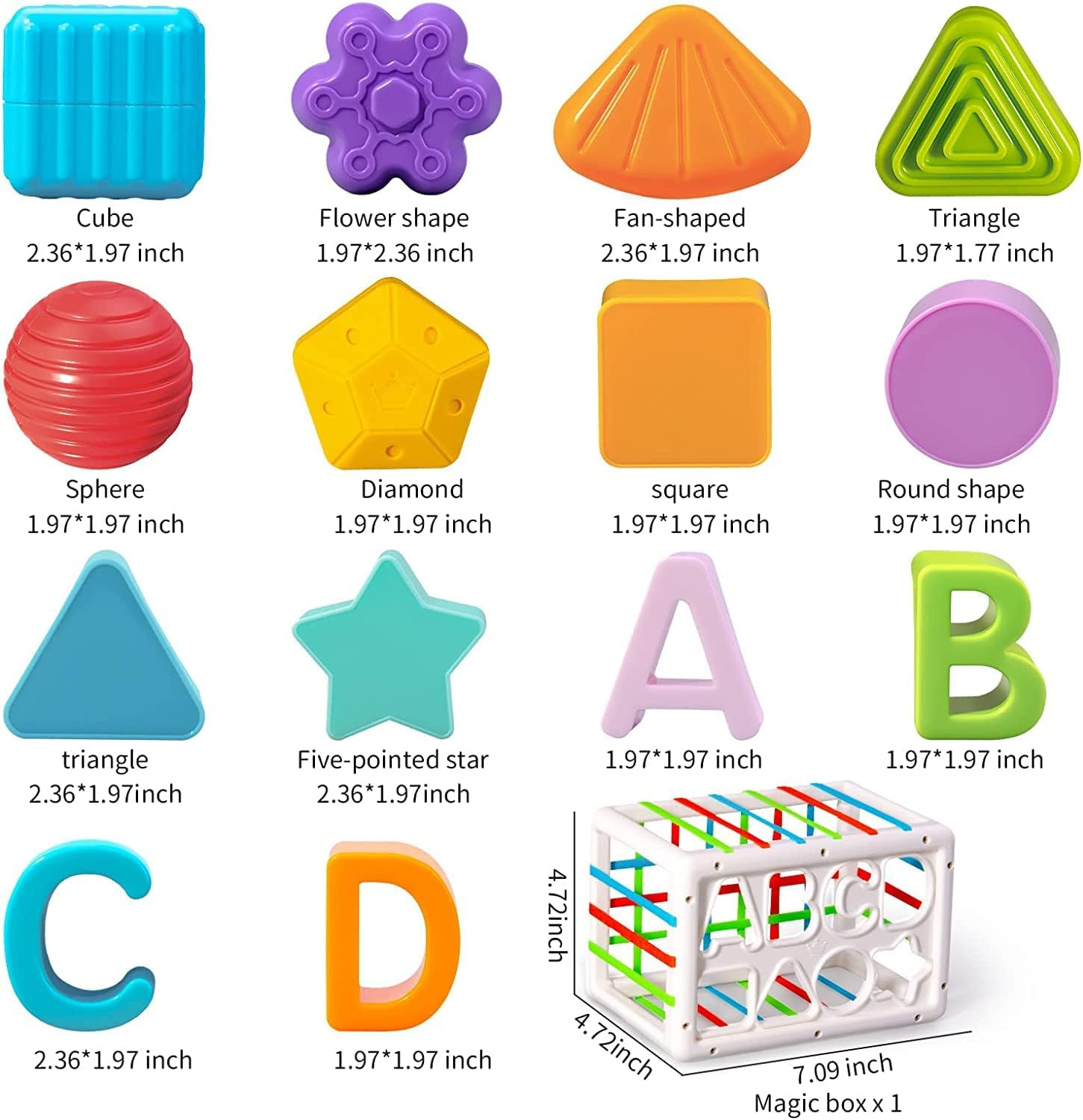 Baby Sensory Shape Sorter Blocks Toy, Activity Cube, Montessori Educational Learning Fine Motor Skills Toys for Babies Toddlers image number 1