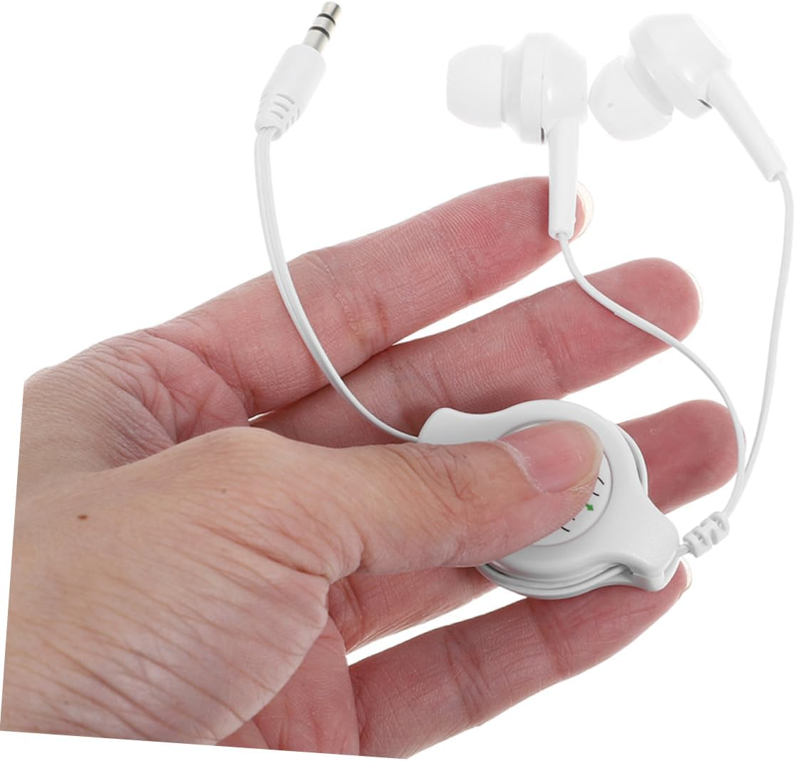 HOMOCONO 2Pcs Dual Retractable In-Ear Earphones Wired Earbuds with Noise Isolation Comfortable Fit for Sports Travel and Daily Use Portable White image number 2