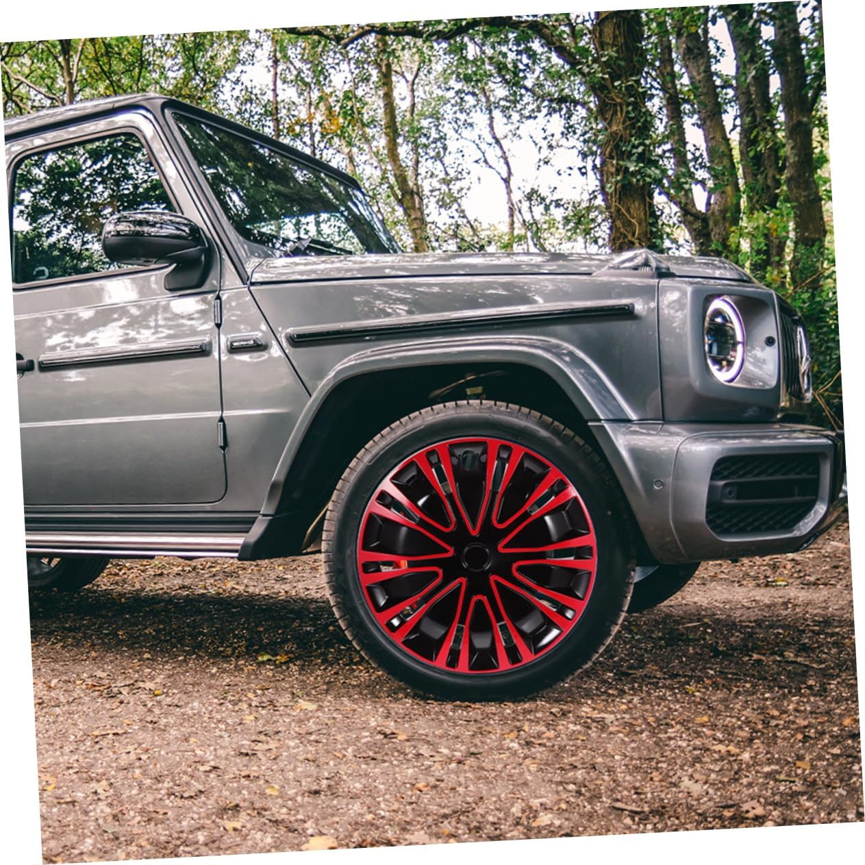 ABOOFAN 16 Inch Universal Car Wheel Hub Cap Red Black Wheel Cover Automotive Decorative Rim Hubcap image number 6