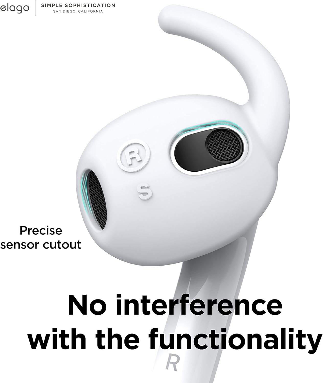 Elago 4 Pairs Replacement Ear Hooks Covers Compatible with Airpods 3 [Added Storage Pouch] anti Slip Ergonomic Ear Tips, 2 Pairs Small & 2 Pairs Large Size Compatible with Airpods 3 (Nightglow Blue) - Nightglow Blue image number 5