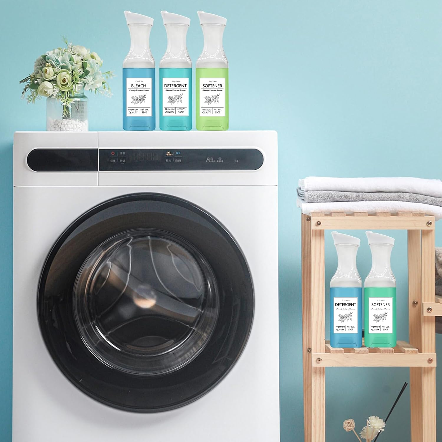 4 Pcs 53Oz Laundry Detergent Dispenser,Laundry Soap Dispenser for Laundry Room Decor,Liquid Laundry Detergent Dispenser for Fabric Softener,Bleach,Powder,Beads image number 3