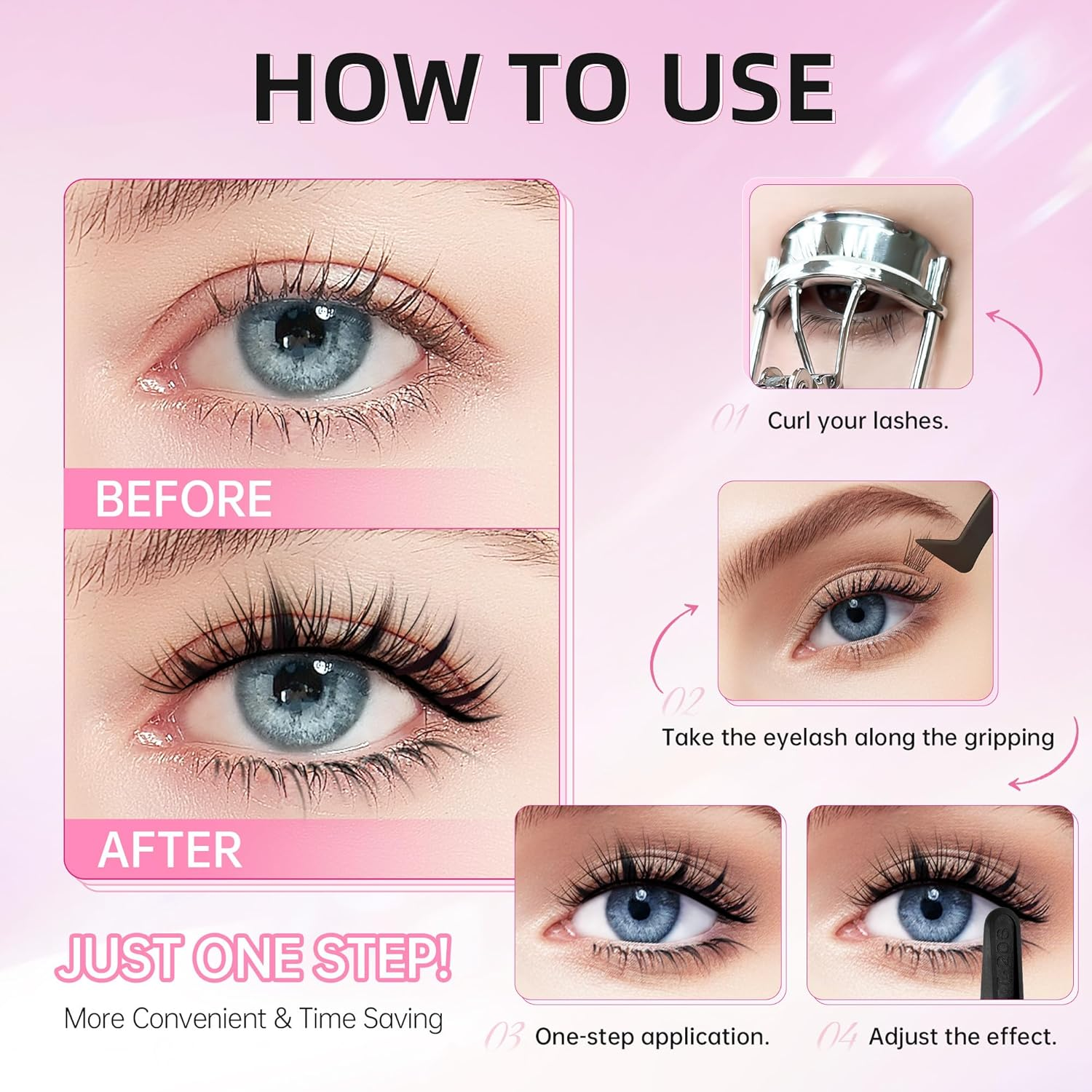 Beauty7 Self-Adhesive Eyelashes Clusters Lash Press on Reusable Self-Adhesive Eyelash Clusters No Glue No Remover 1 Step Lashes Pre Glued Cluster Lashes (Peacock Plume)