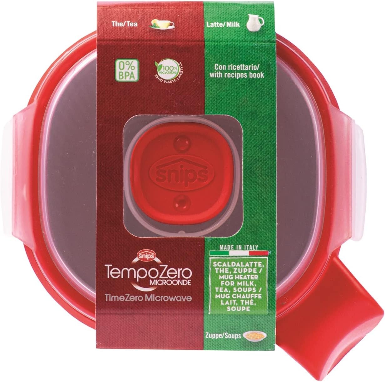 Snips - Microwave SOUP MUG for Milk, Hot Drinks and Soups - Microwave Soup Mug with Lid - 0,70 LT - 14,5 X 14,5 X 12 Cm - Microwave Soup Container, White and Red - 100% Made in Italy - 0% BPA image number 6